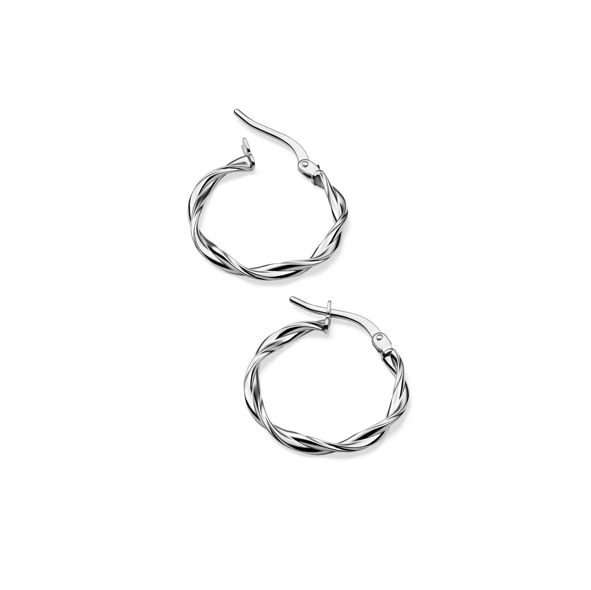 Round Polished Twist Hoops 14K White Gold Earring Size 19.00mm