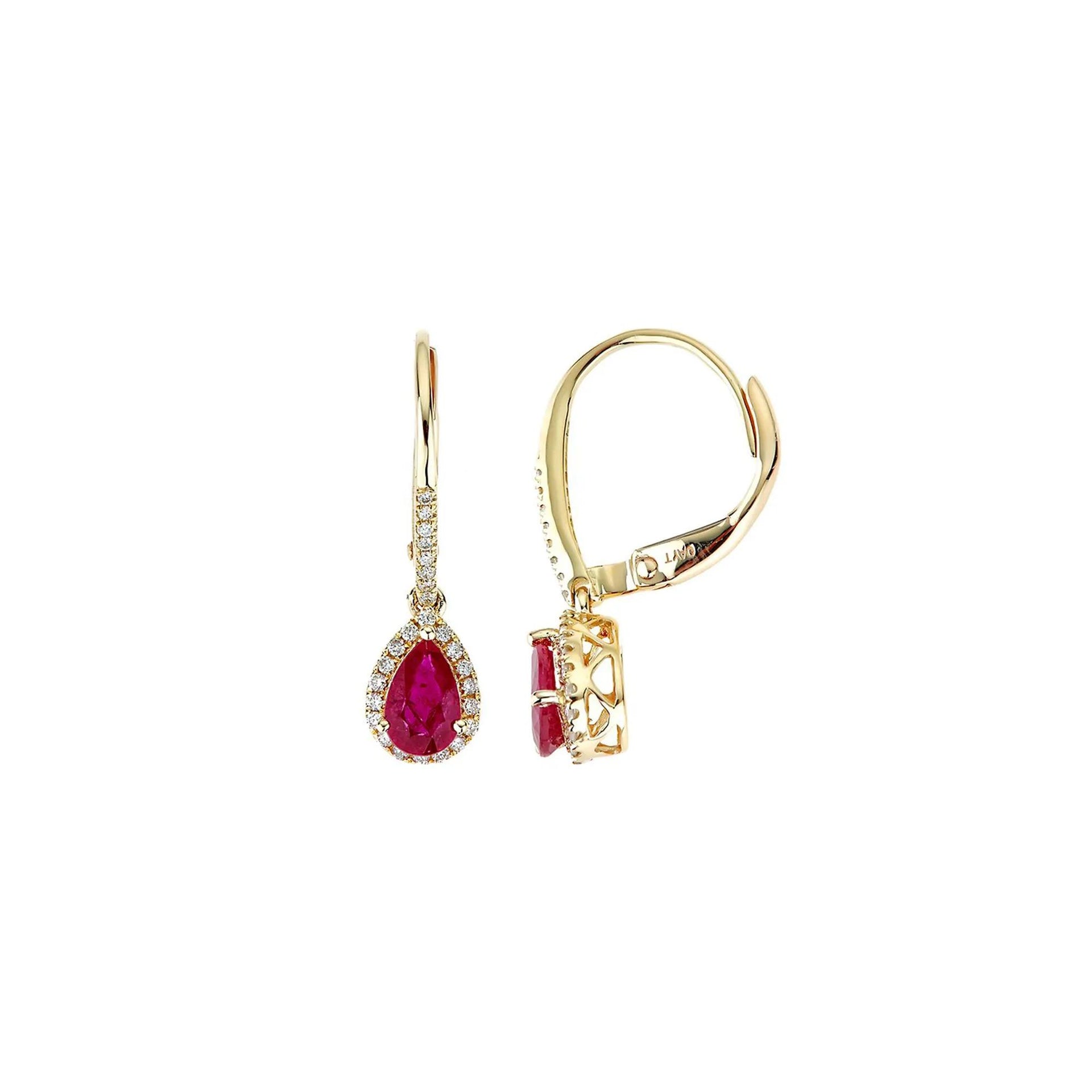 1/5 CT. Tw. Ruby & Diamond Earrings 10K Yellow Gold