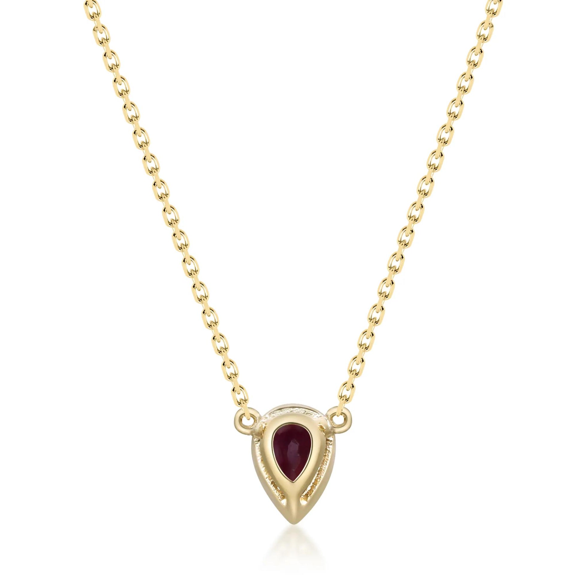 Ruby and Diamond Accent Necklace 10K Yellow Gold Size 18"