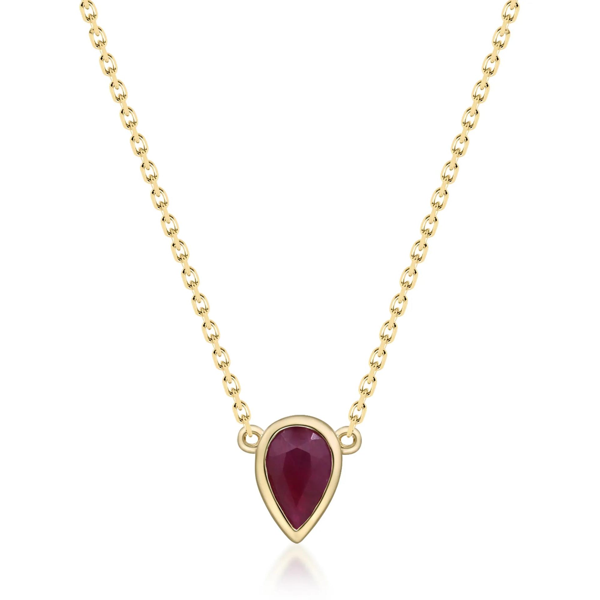 Ruby and Diamond Accent Necklace 10K Yellow Gold Size 18"