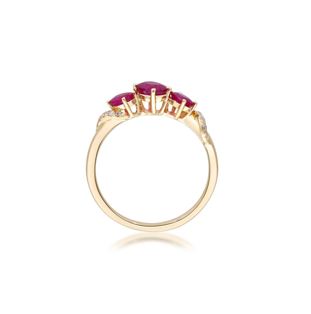 Ruby and Diamond Accent Ring 10K White Gold Round Brilliant Cut Yellow Size 9 2mm