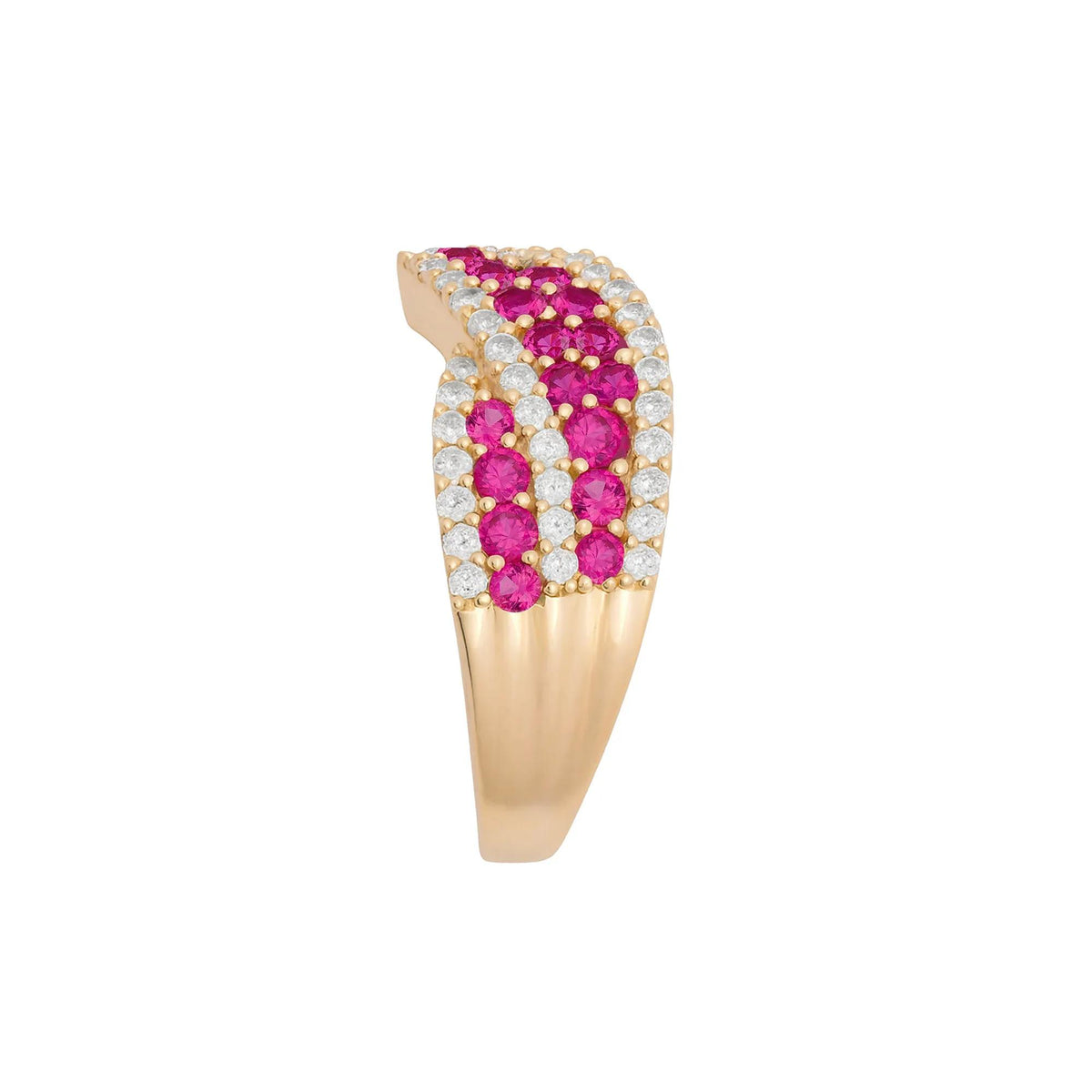 3/8 CT. Tw. Ruby and Diamond Ring 10K Yellow Gold Size 8 1mm