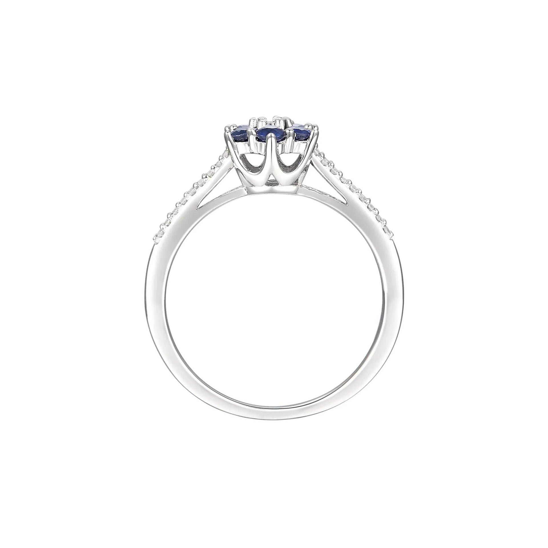 1/10 CT. Tw. Sapphire & Diamond Earrings Ring and Pendant 10K White Gold Size 6