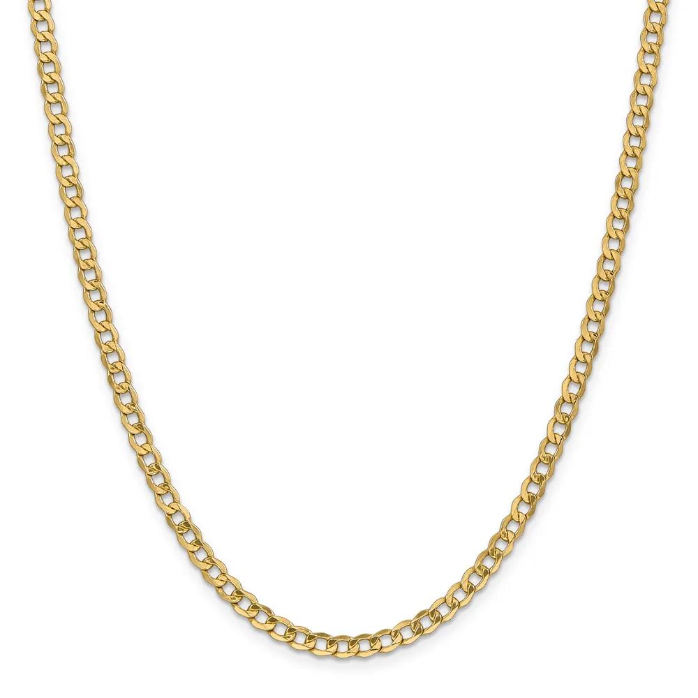Semi-Solid Curb Link Chain 14K Yellow Gold Necklace Size 24"