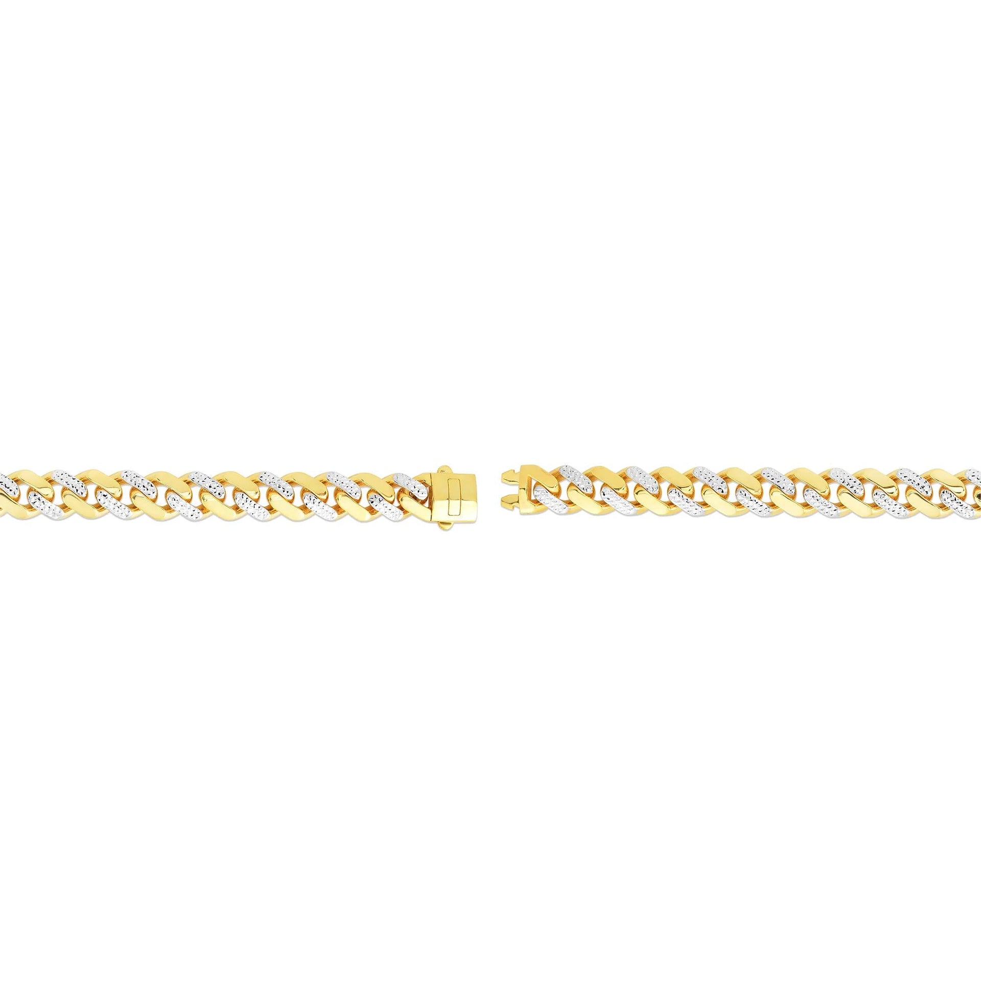 Semi-Solid Diamond-Cut Miami Cuban Bracelet 14K Yellow Gold 8.5" Size 11.00mm