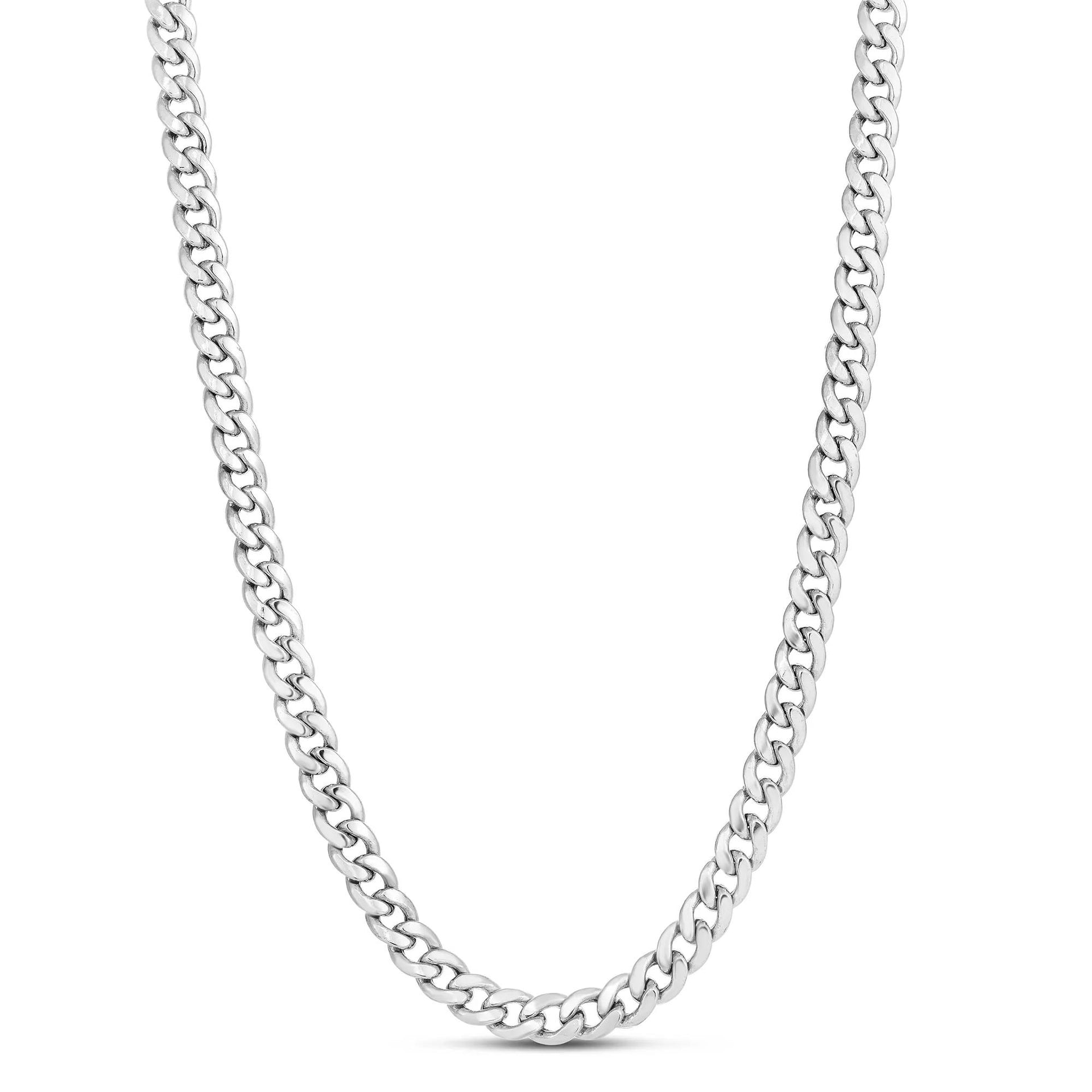 Semi-Solid Miami Cuban Chain 14K White Gold Necklace Size 22"