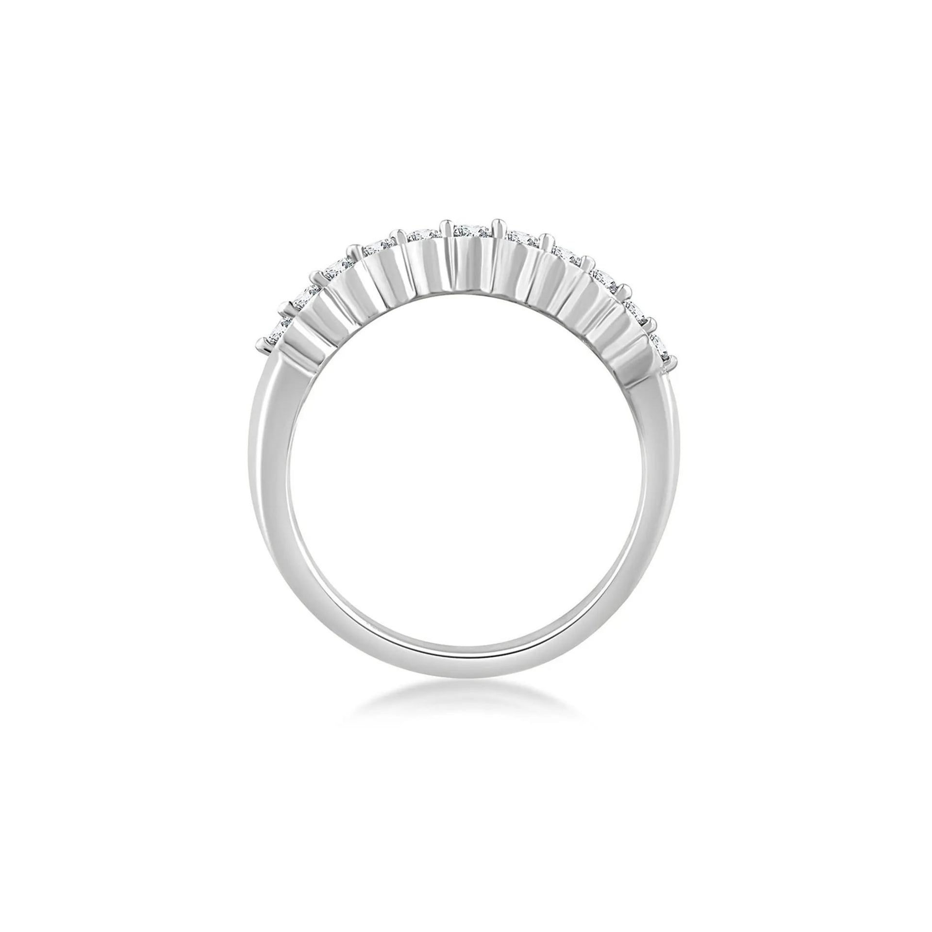 3 CT. Tw. Seven-Row Diamond Wedding Band Ring 10K White Gold Round Brilliant Cut Size 6.5