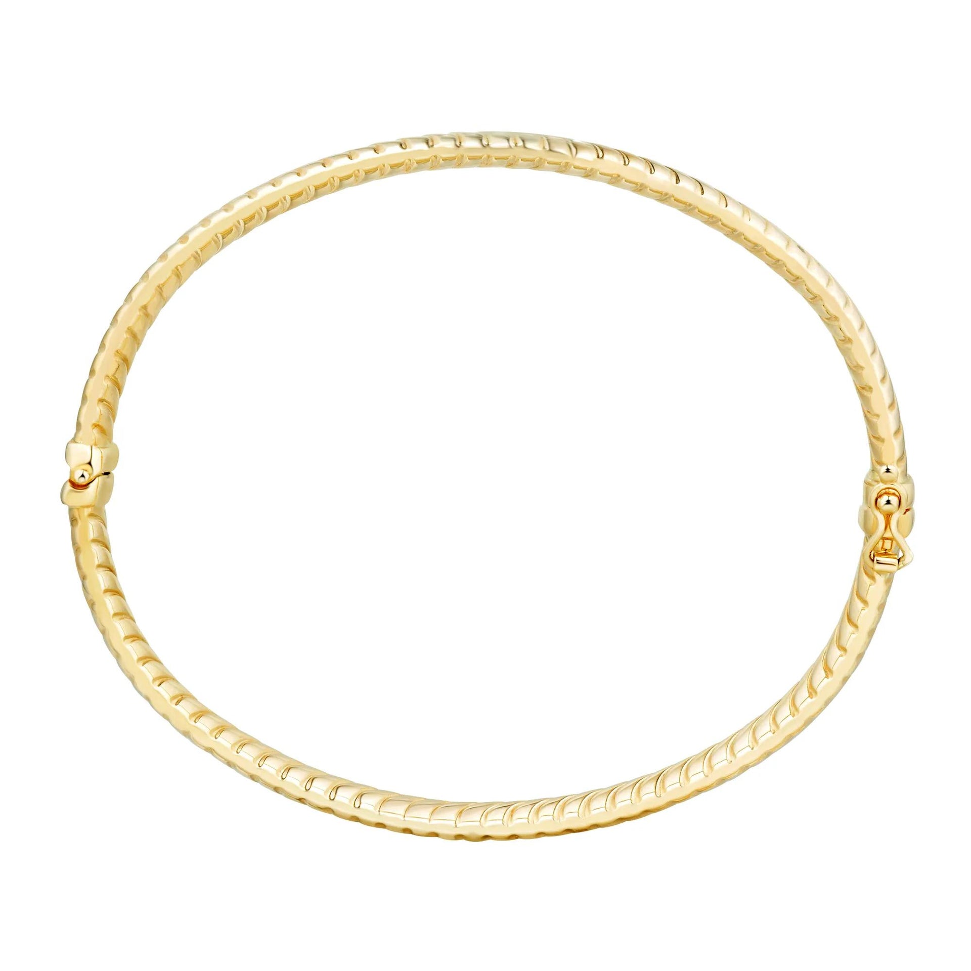 Shrimp-Textured Bangle Bracelet 14K Yellow Gold Size 5.70mm
