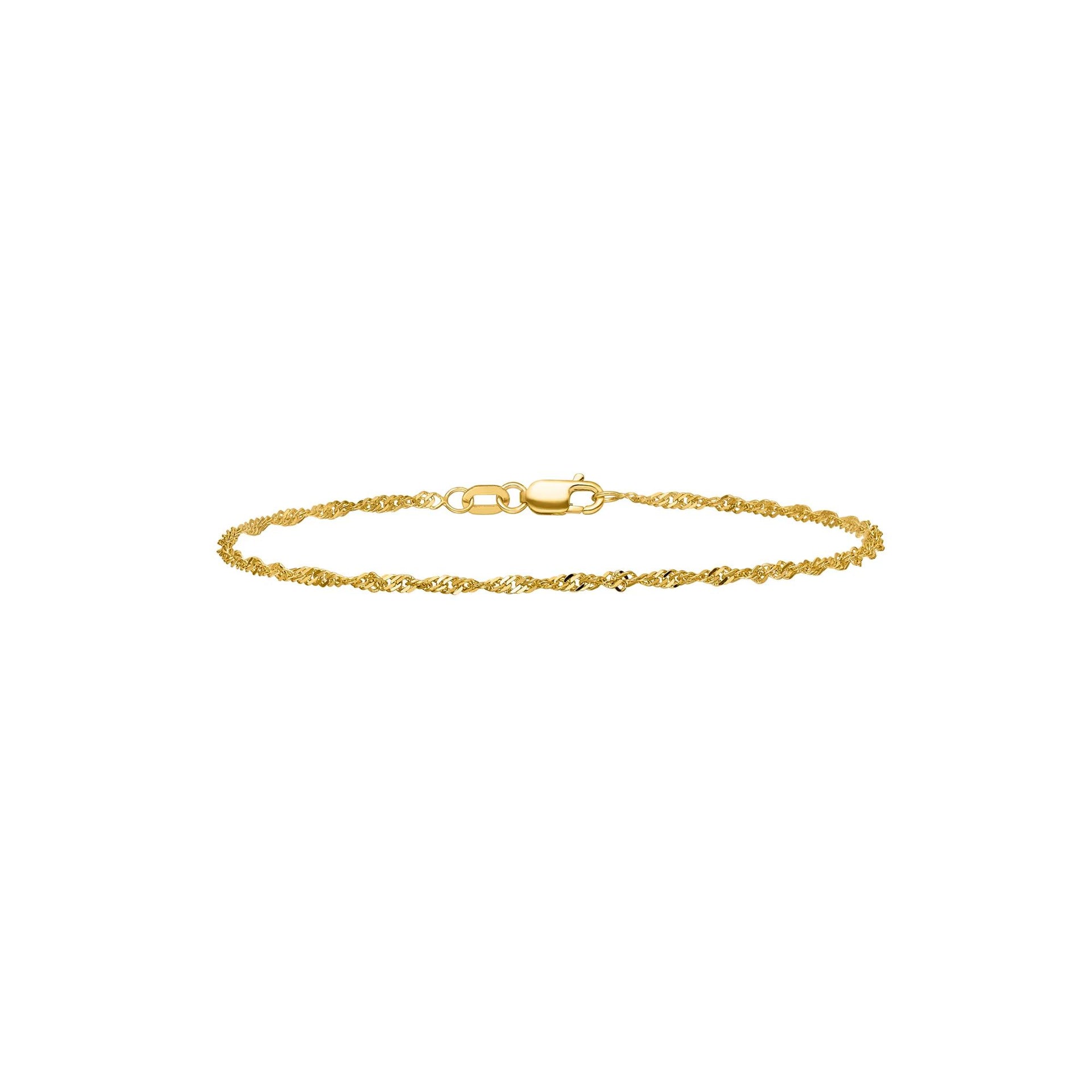 Singapore Chain and Silky Herringbone Chain Bracelet Box Set 10K Yellow Gold Size 7"