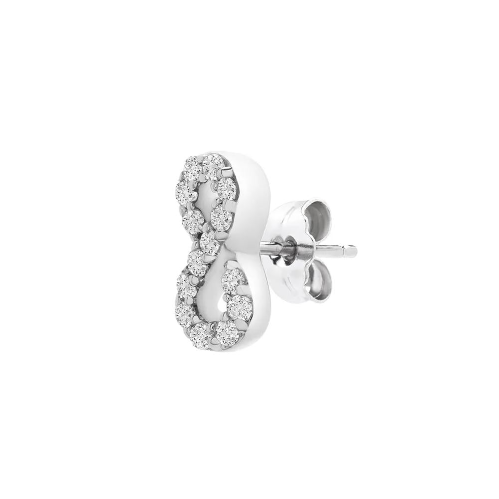 Single Stud Earring with Diamond Infinity Symbol 10K White Gold Size 6.90mm