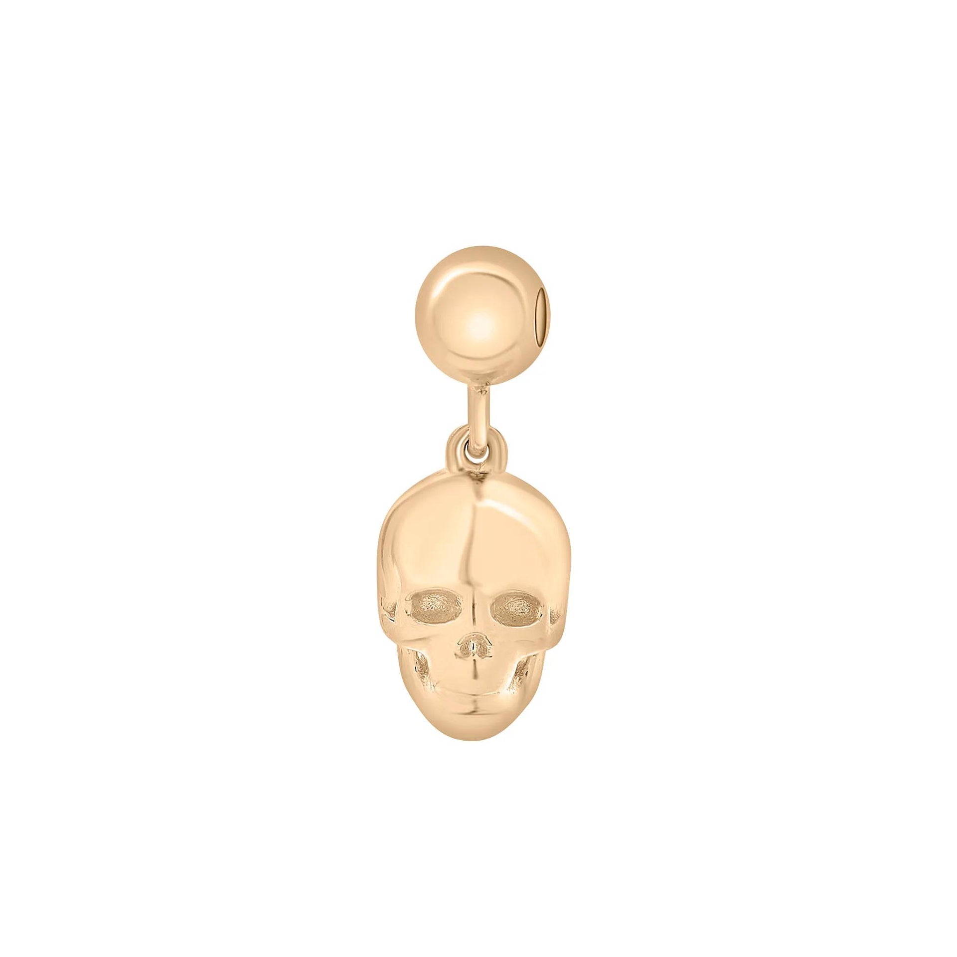 Skull Bead Charm Vermeil Yellow Size 14.00mm
