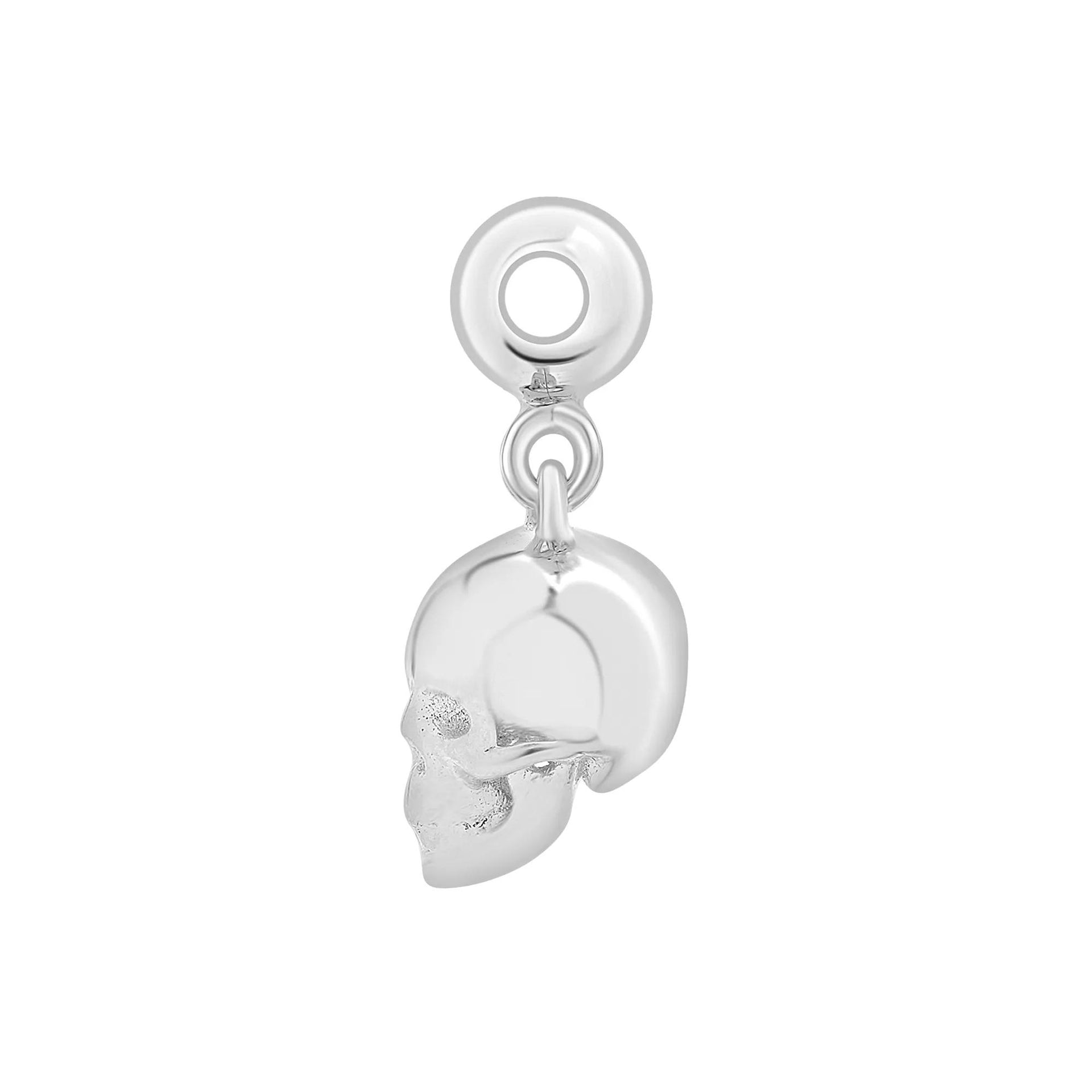 Skull Bead Charm .925 Sterling Silver White Size 14.00mm