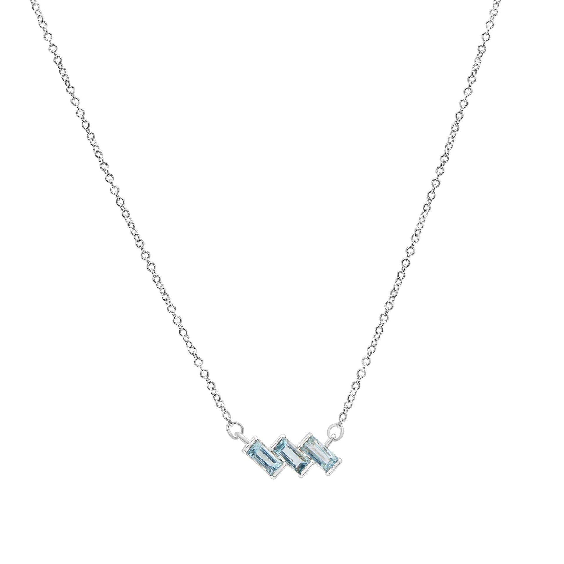 Sky Blue Topaz Pendant Necklace & Earring Set .925 Sterling Silver White Size 17"