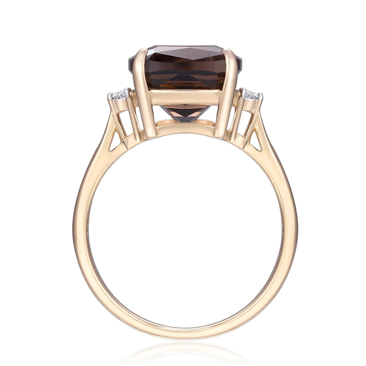 Smoky Quartz and Diamond Accent Ring 10K Yellow Gold Size 7