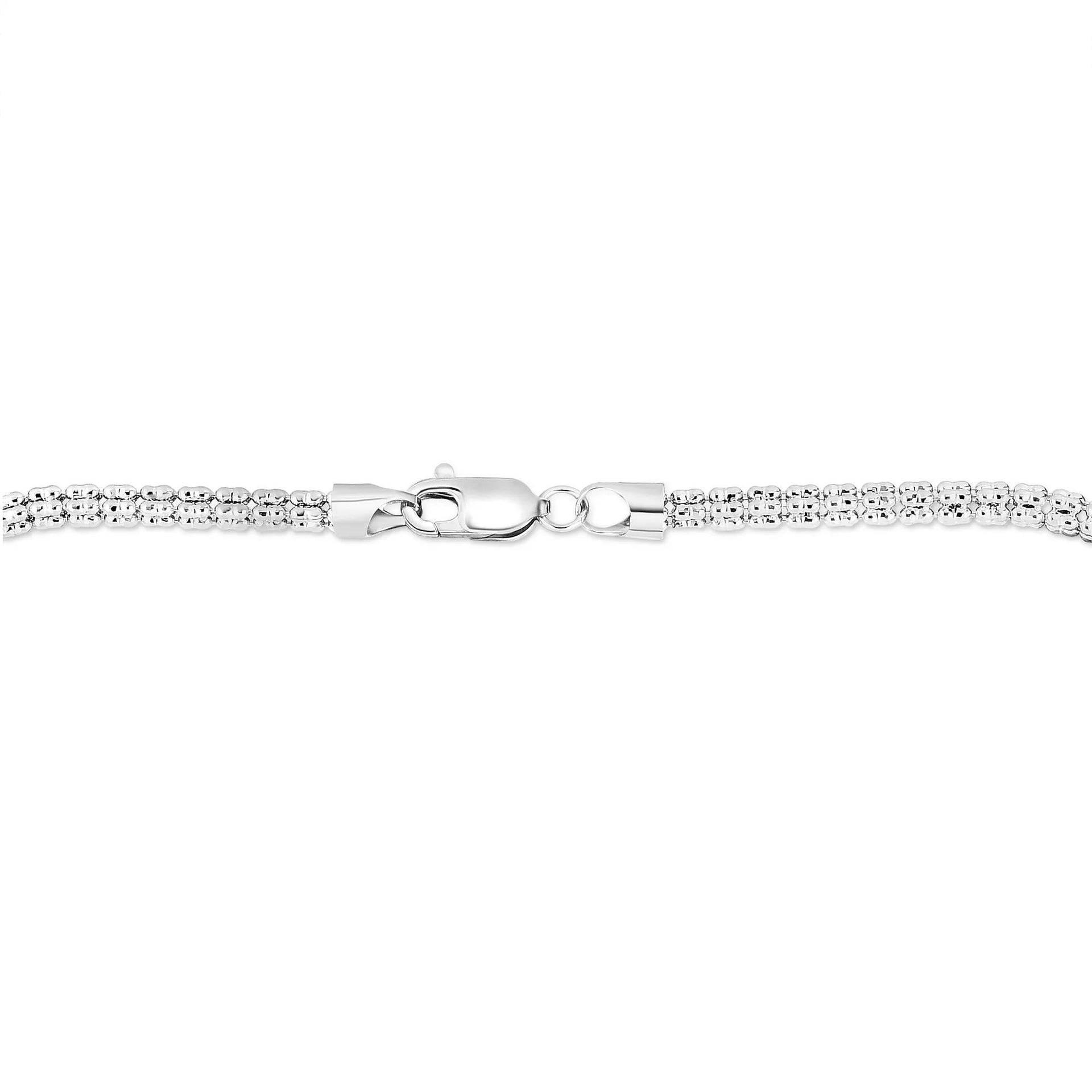 Solid Diamond-Cut Iced Chain 14K White Gold Necklace Size 22"