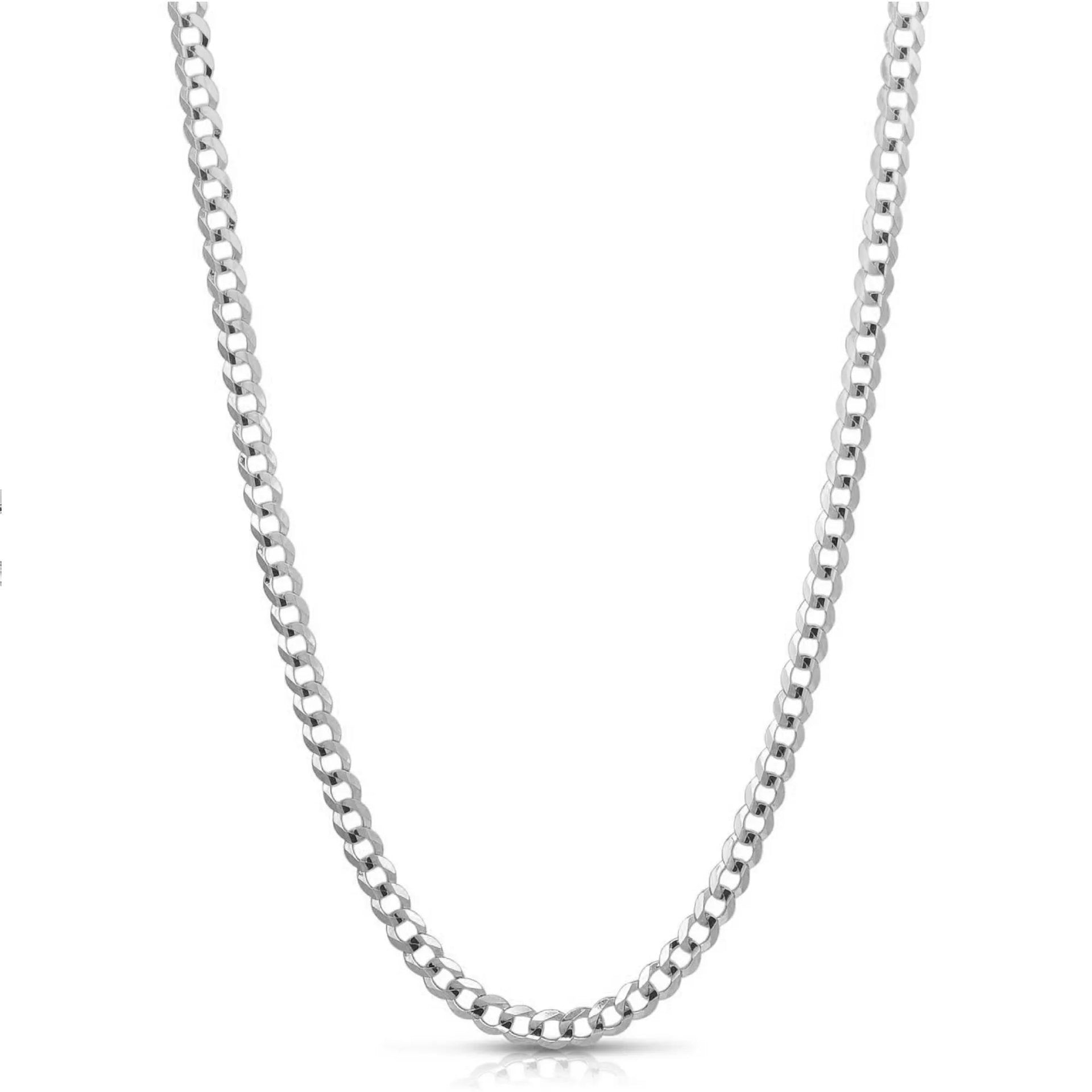 Comfort Curb Chain 14K White Gold Necklace Size 20"