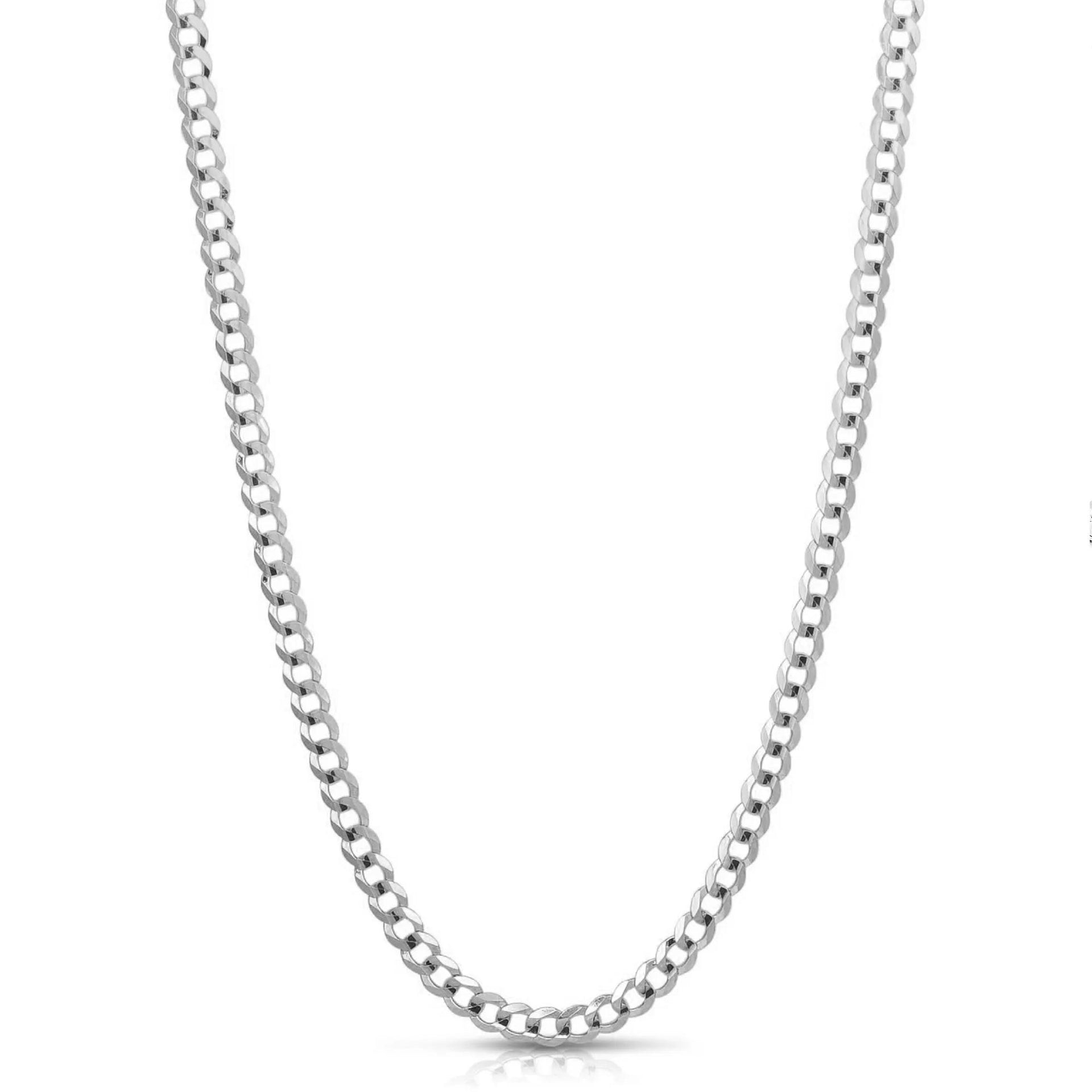 Solid Curb Chain 14K White Gold Necklace Size 22"