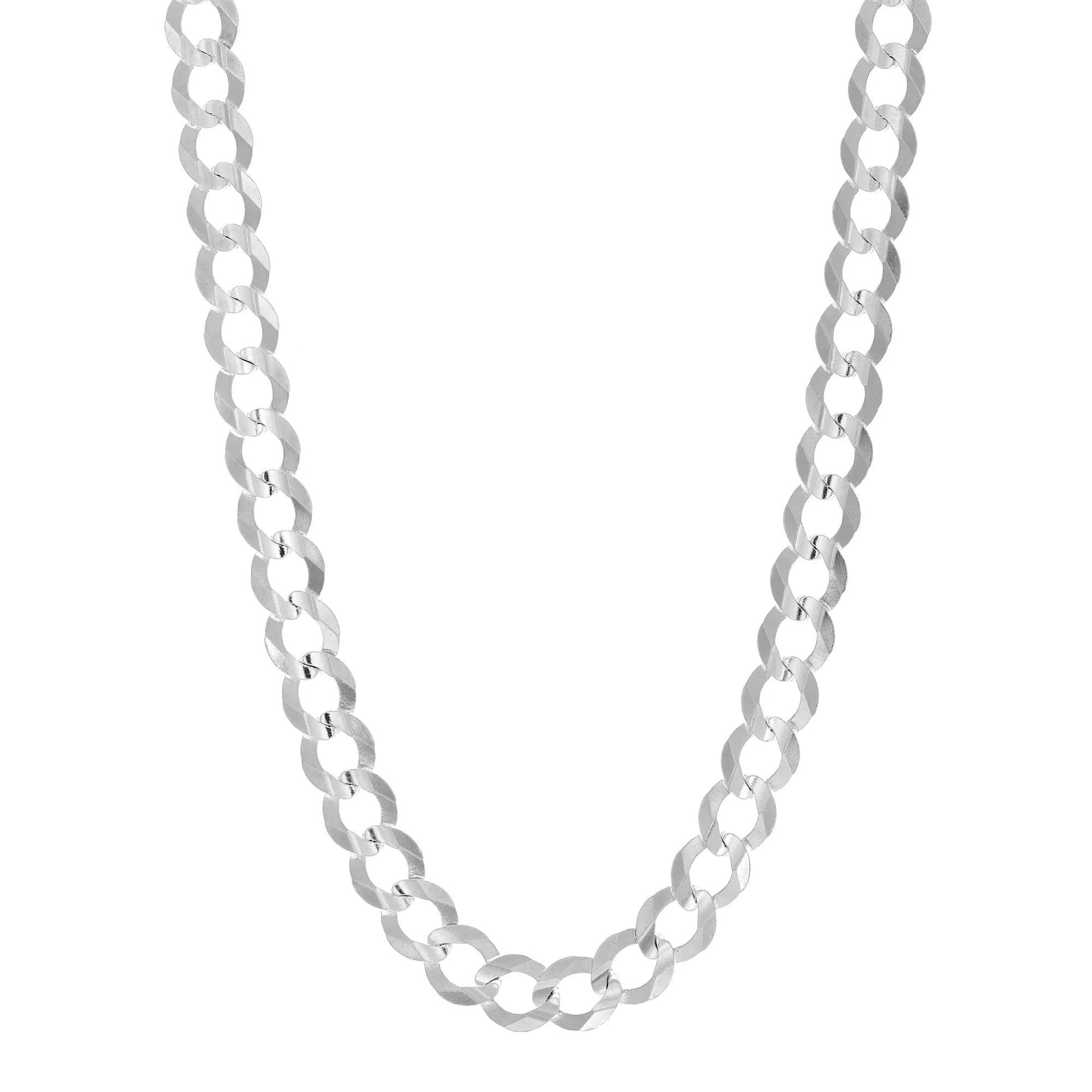 Solid Comfort Curb Chain 14K White Gold Necklace Size 18"
