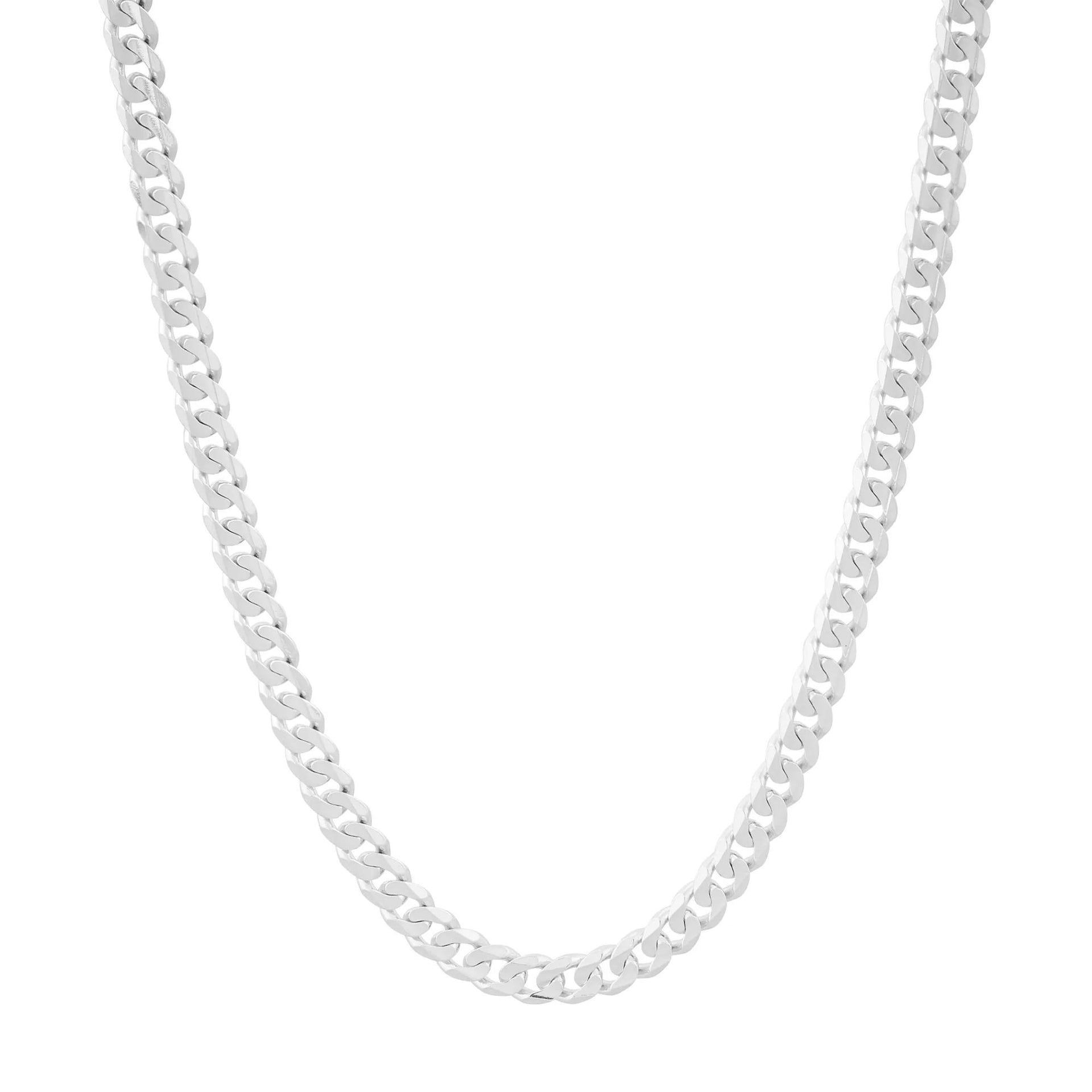 Solid Curb Chain 14K White Gold. Necklace Size 22"