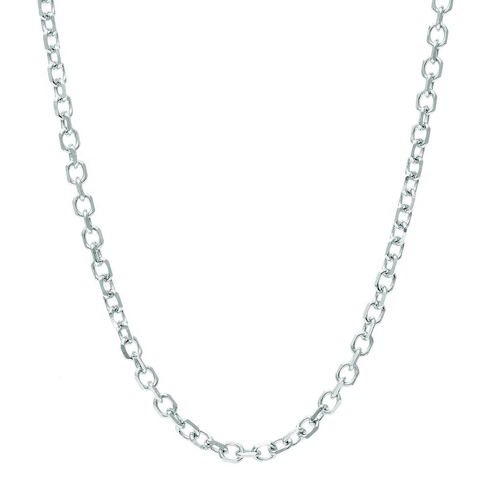 Solid Diamond-Cut Cable Chain 14K White Gold Necklace Size 20"