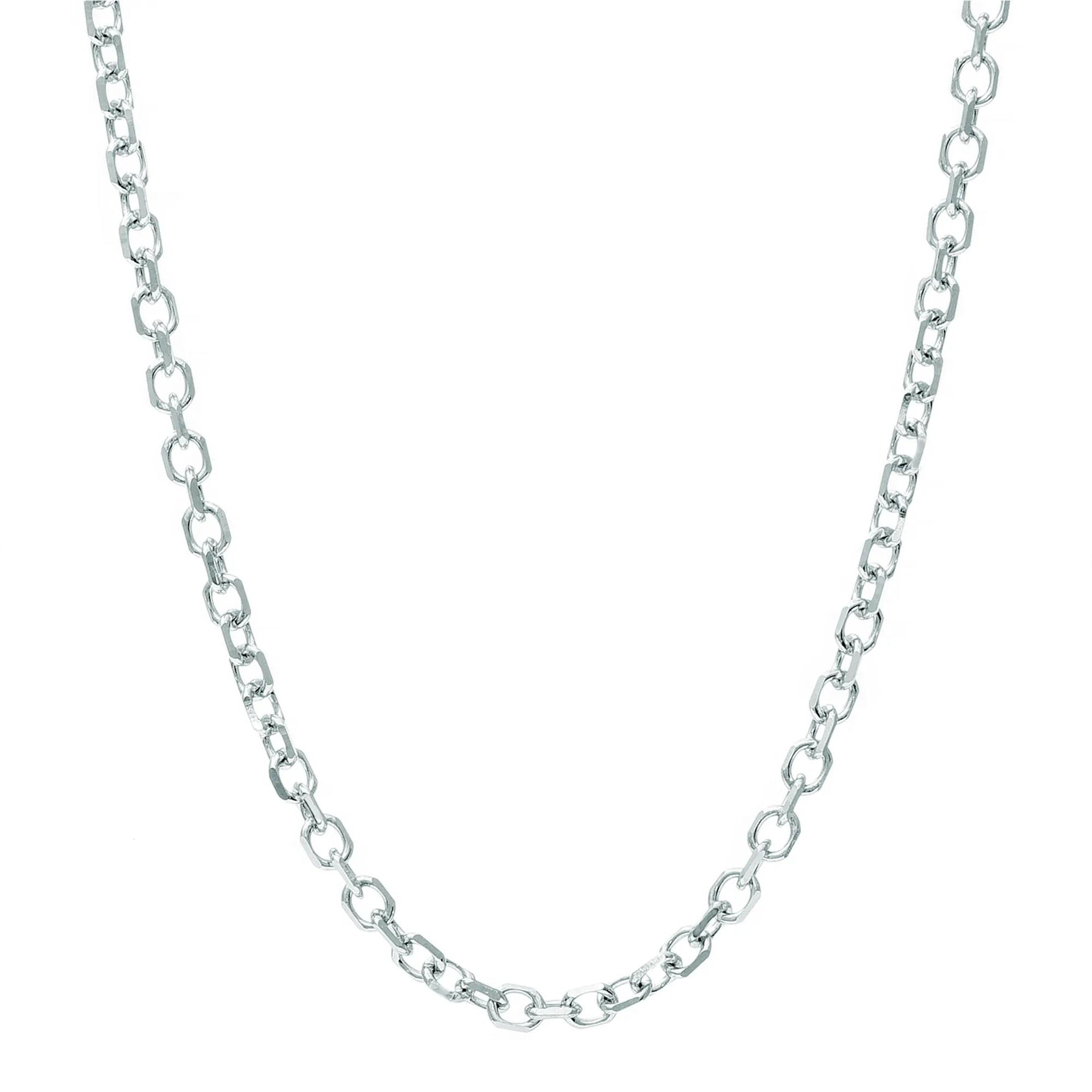 Solid Diamond-Cut Cable Chain 14K White Gold Necklace Size 24"