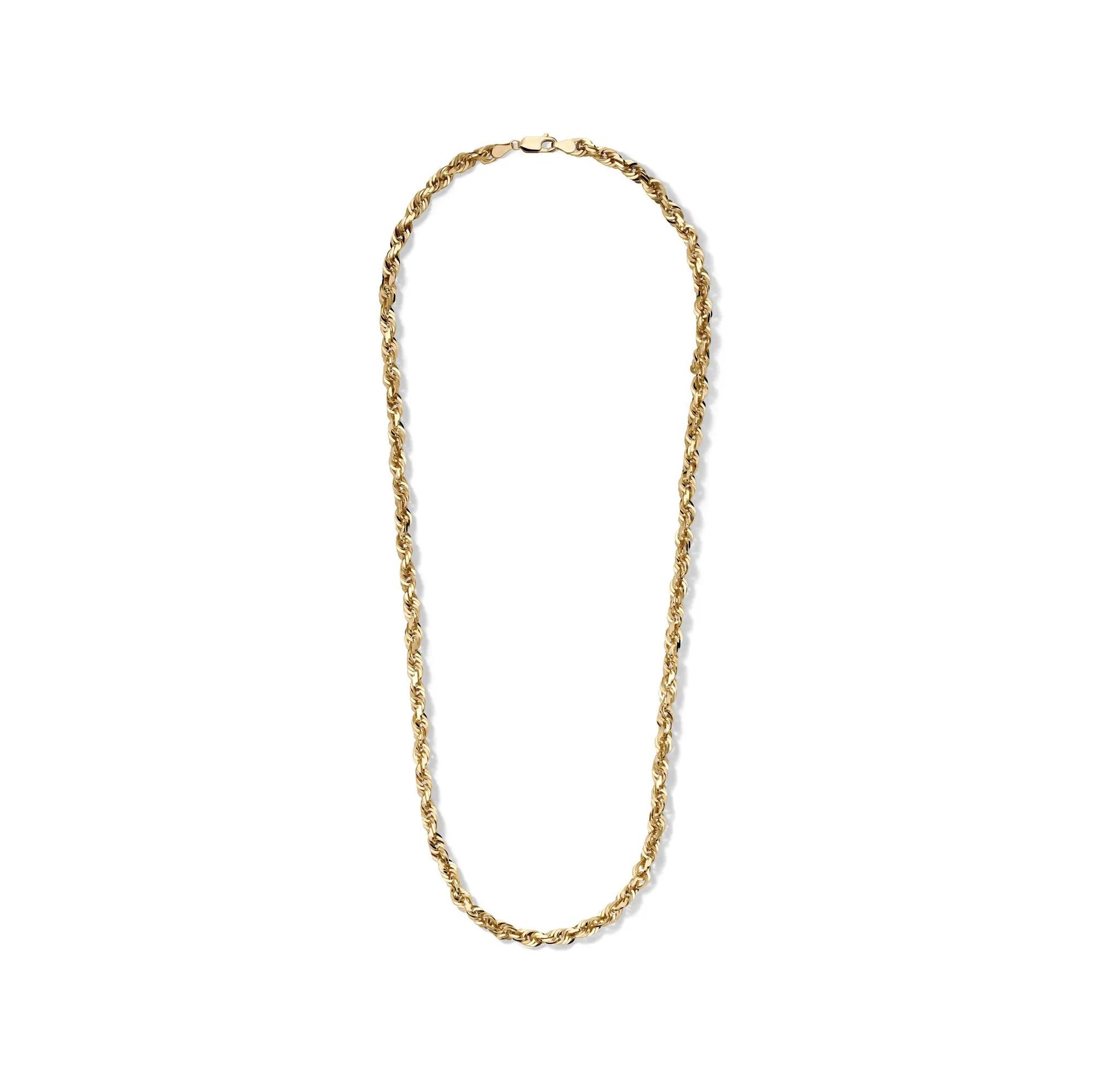 Solid Diamond-Cut Rope Chain 14K Yellow Gold Necklace Size 22"