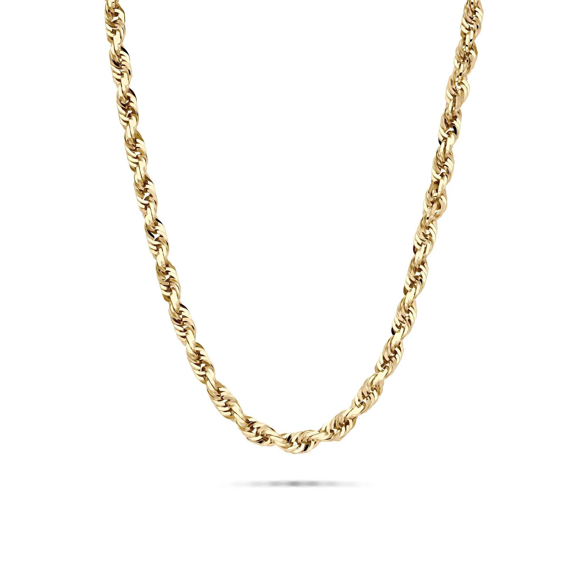 Solid Diamond-Cut Rope Chain 14K Yellow Gold Necklace Size 22"