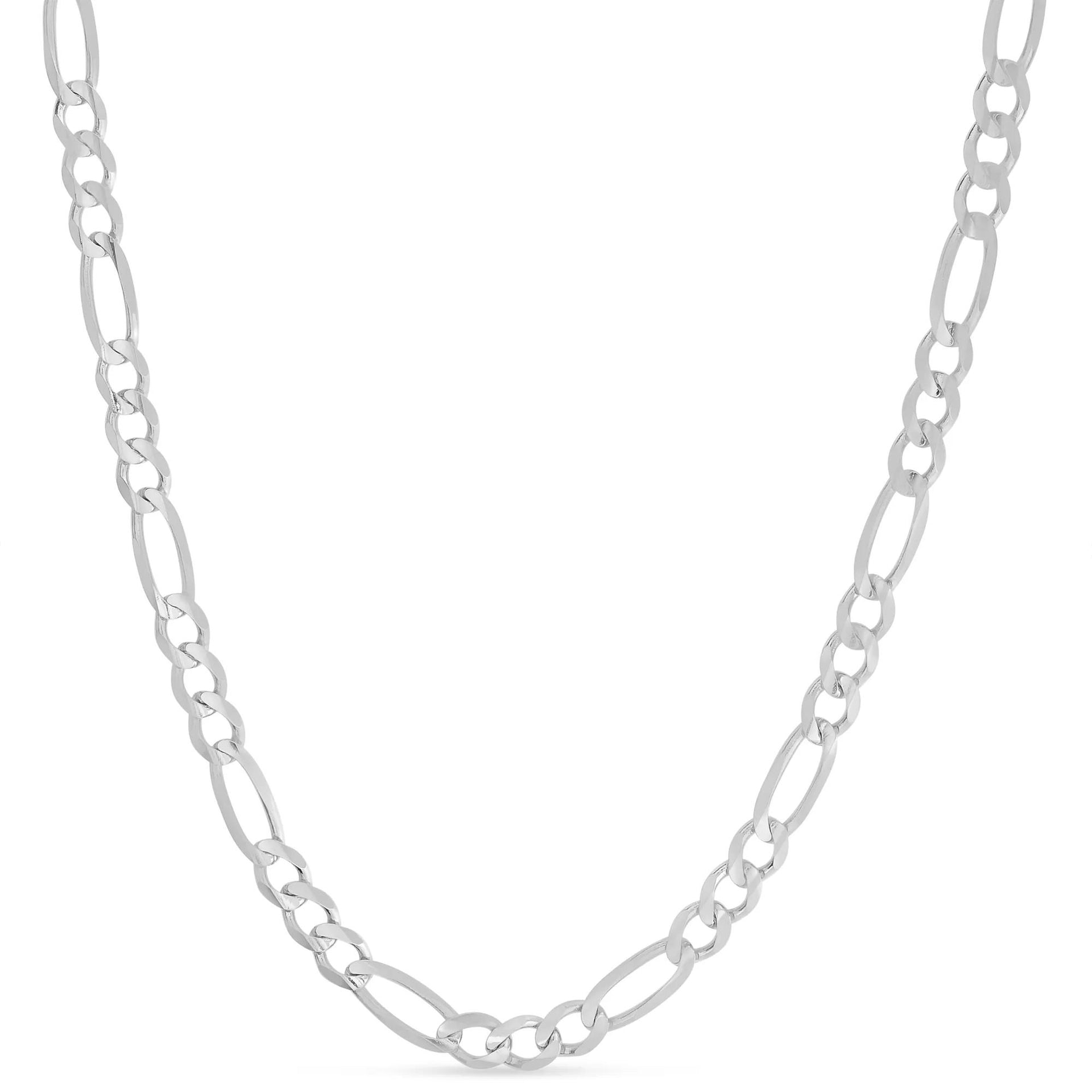 Solid Figaro Chain 14K White Gold Necklace Size 20"