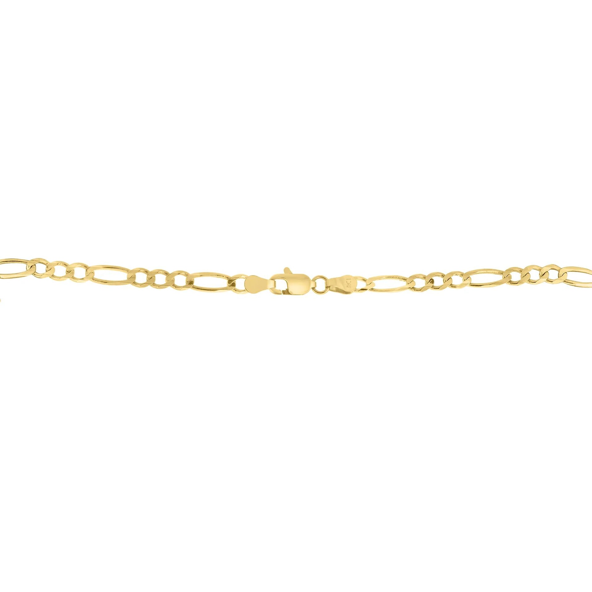 Solid Figaro Chain 14K Yellow Gold Necklace Size 20"