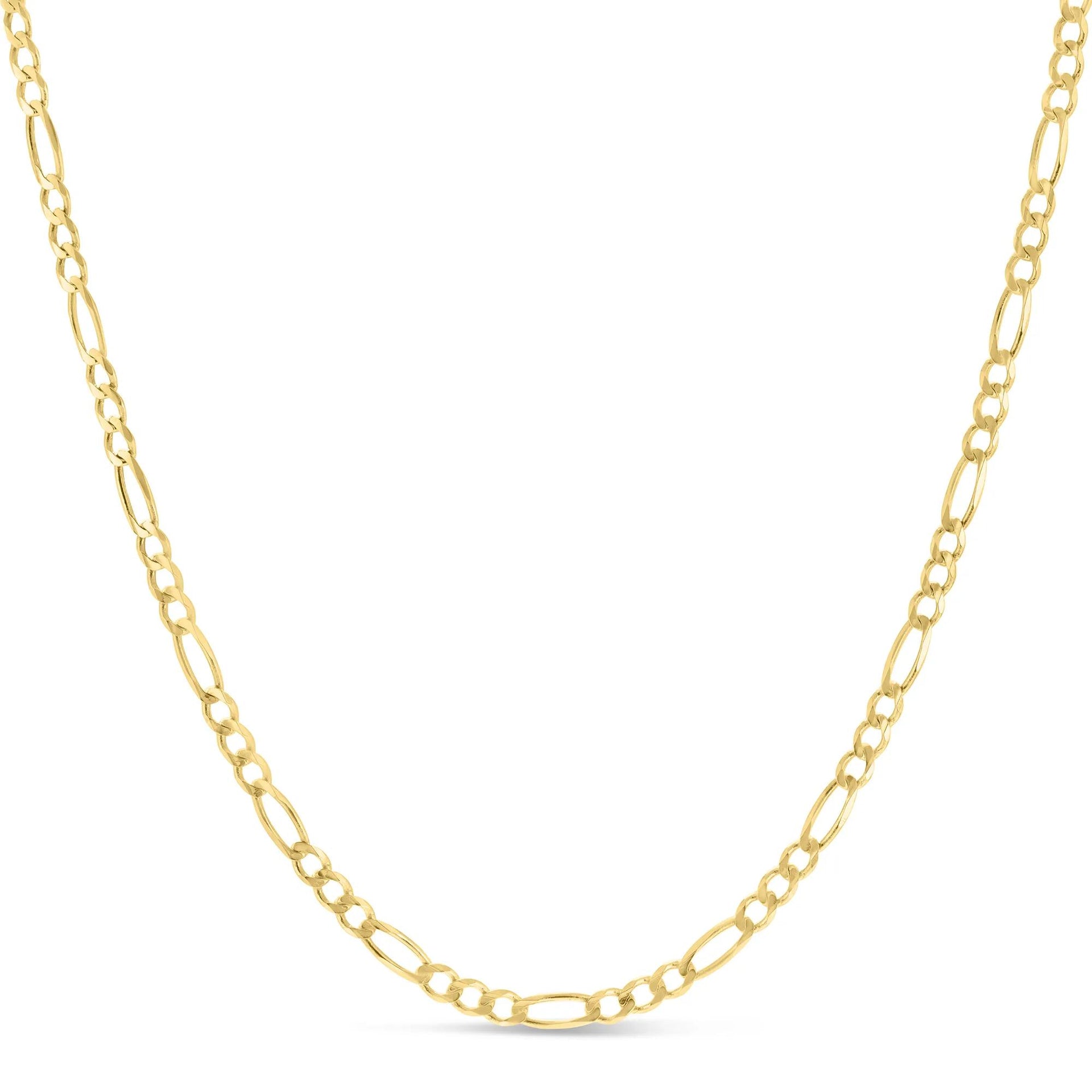Solid Figaro Chain 14K Yellow Gold Necklace Size 20"