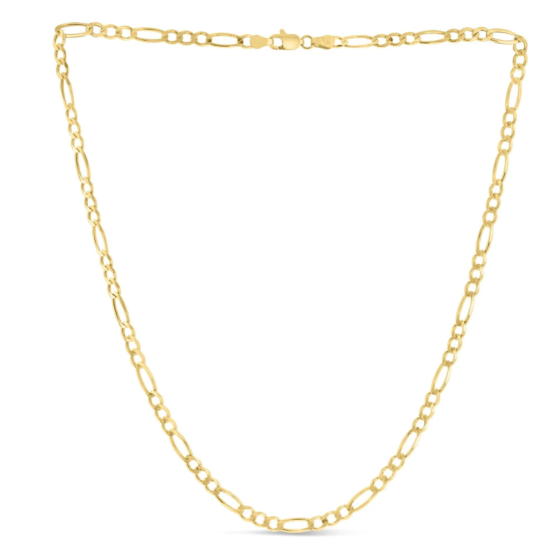 Solid Figaro Chain 14K Yellow Gold Necklace Size 18"