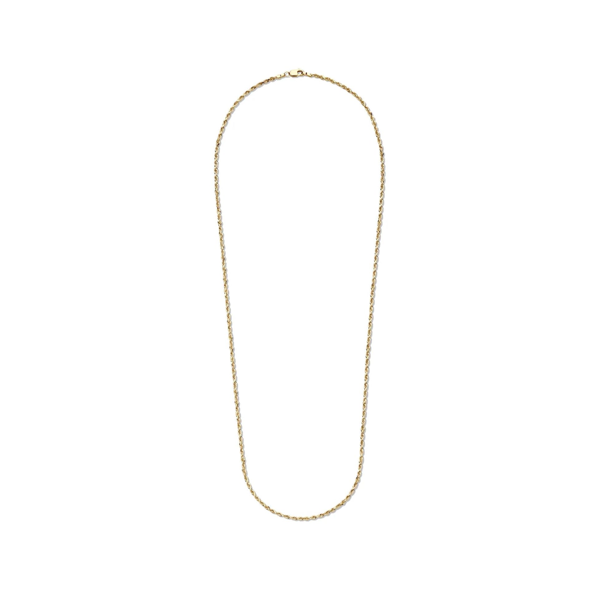 Glitter Rope Chain 14K Yellow Gold Necklace Size 22"