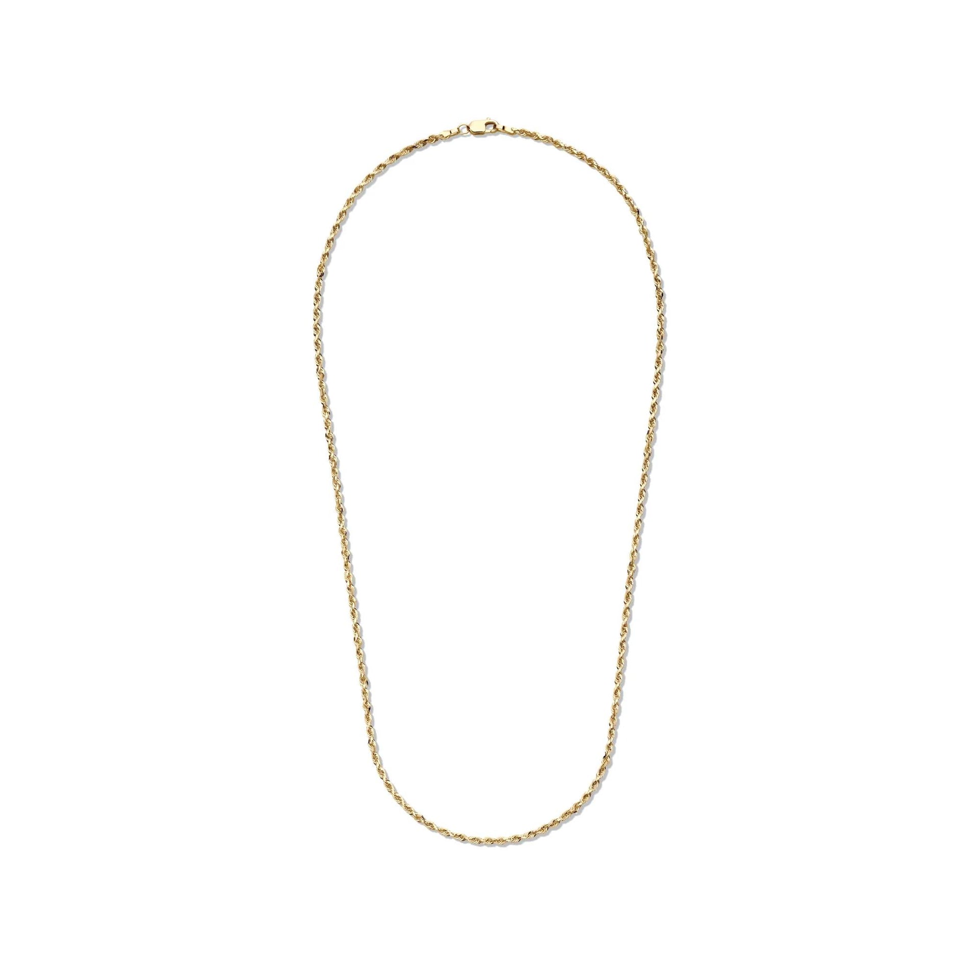 Solid Glitter Rope Chain 14K Yellow Gold Necklace Size 18"