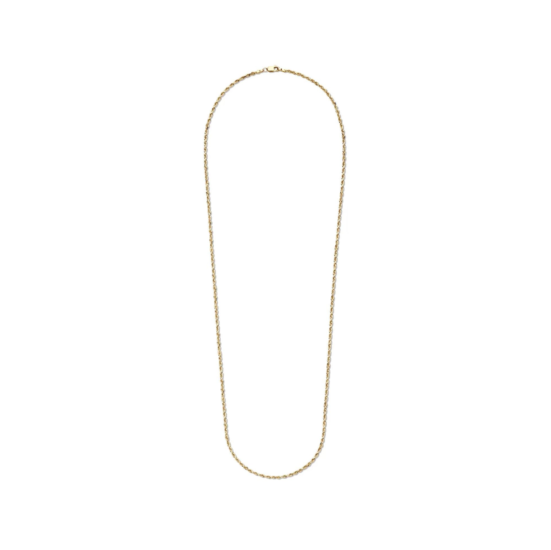 Solid Glitter Rope Chain 14K Yellow Gold Necklace Size 24"