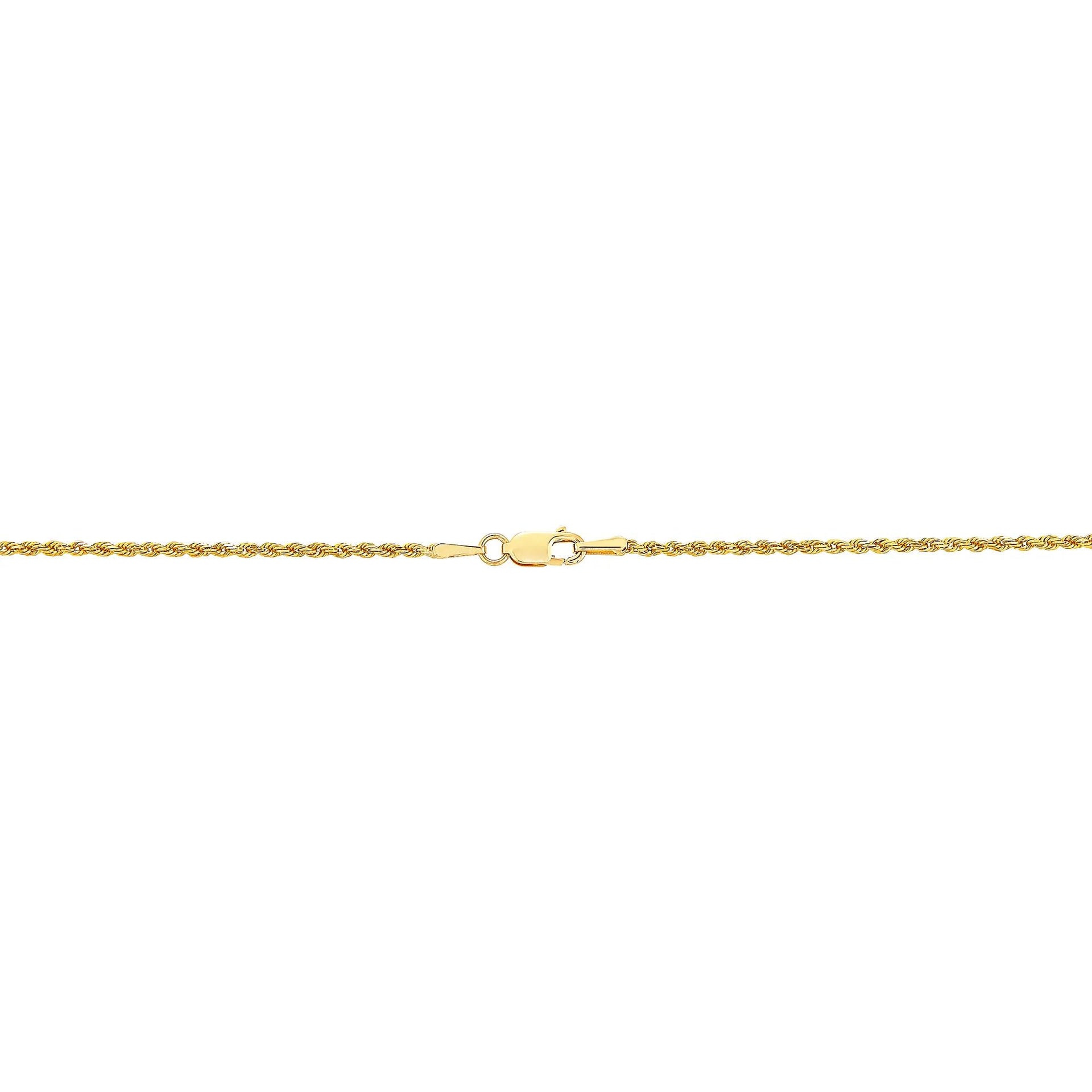 Solid Glitter Rope Chain 14K Yellow Gold Necklace Size 18"