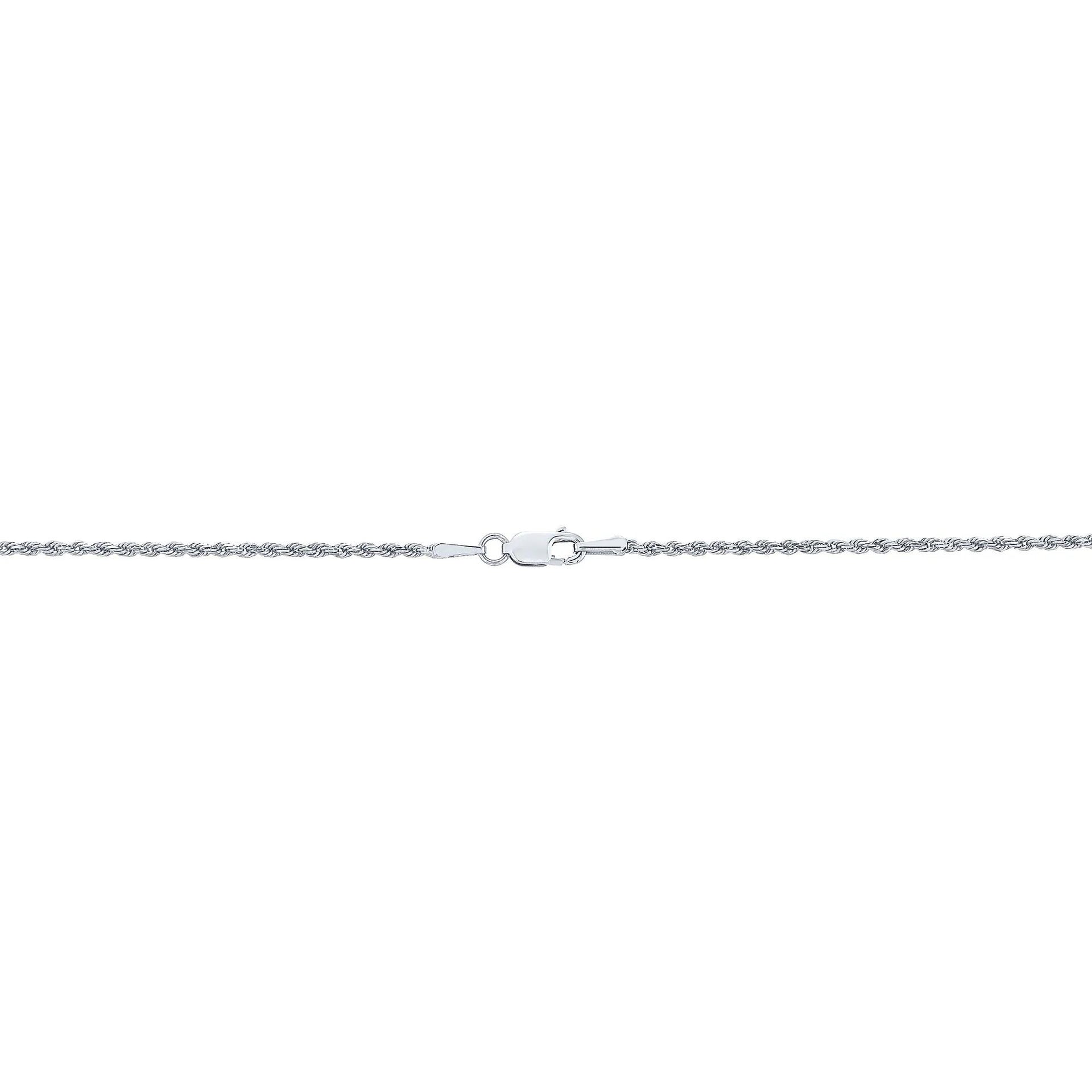 Solid Glitter Rope Chain 14K White Gold Necklace Size 20"