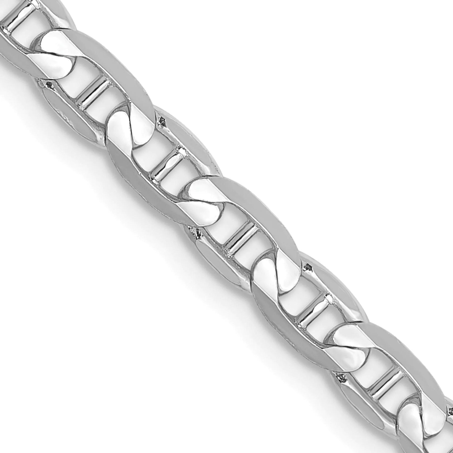 Solid Marine Link Chain 14K White Gold Necklace Size 24"