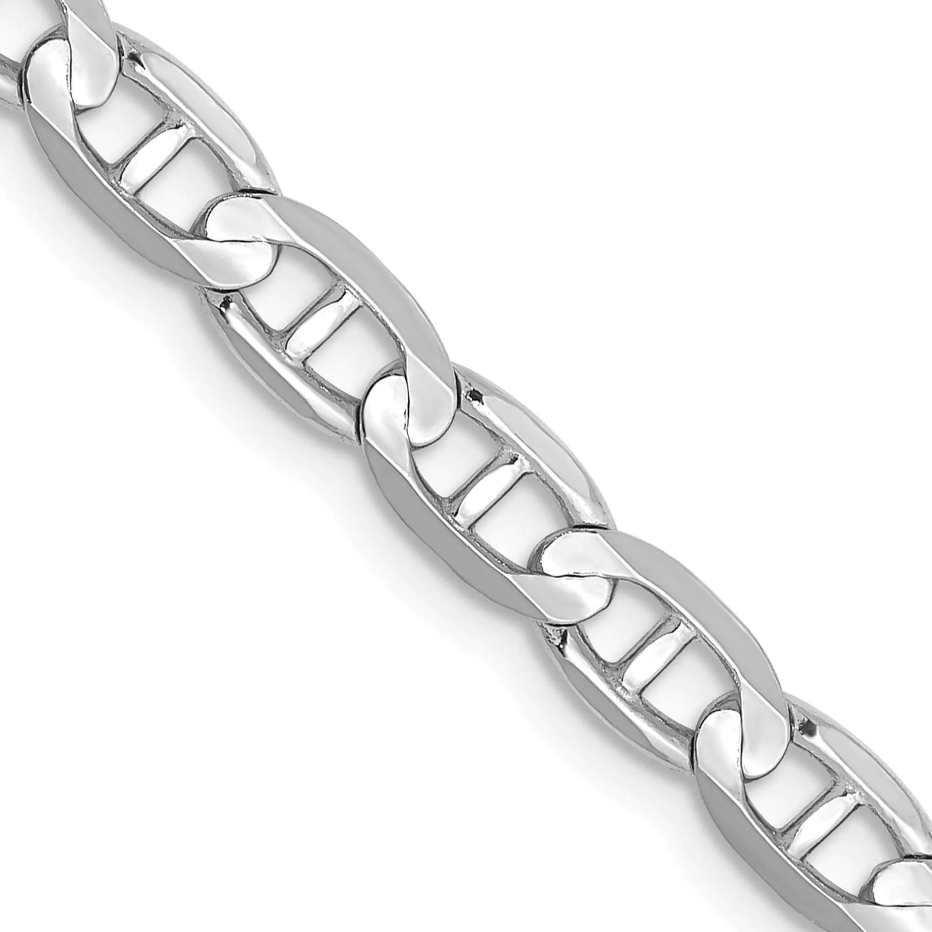 Solid Marine Link Chain 14K White Gold Necklace Size 24"