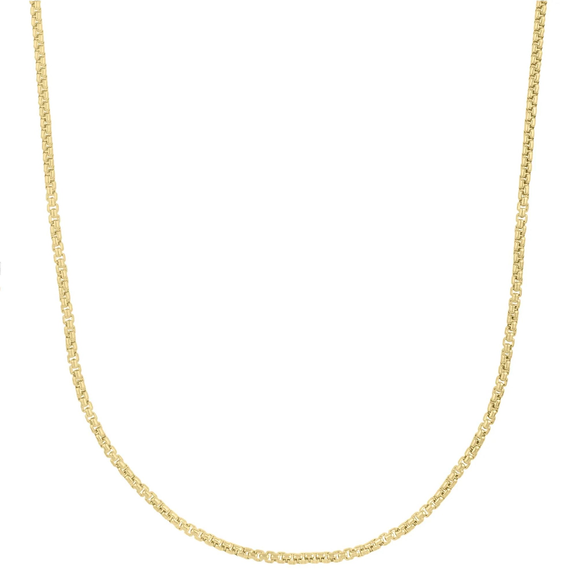 Solid Box Chain 14K Yellow Gold Necklace Size 20"