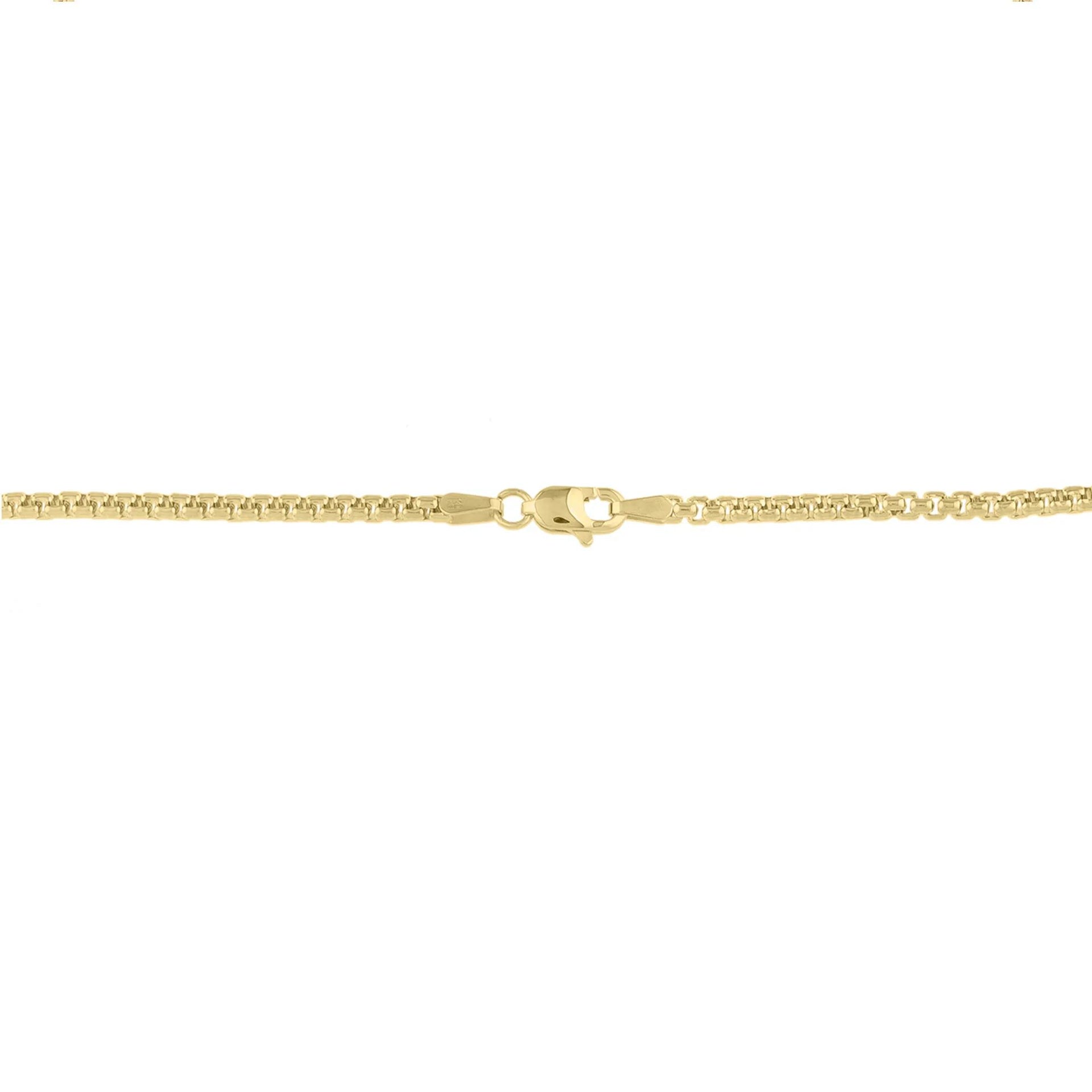 Solid Box Chain 14K Yellow Gold Necklace Size 24"