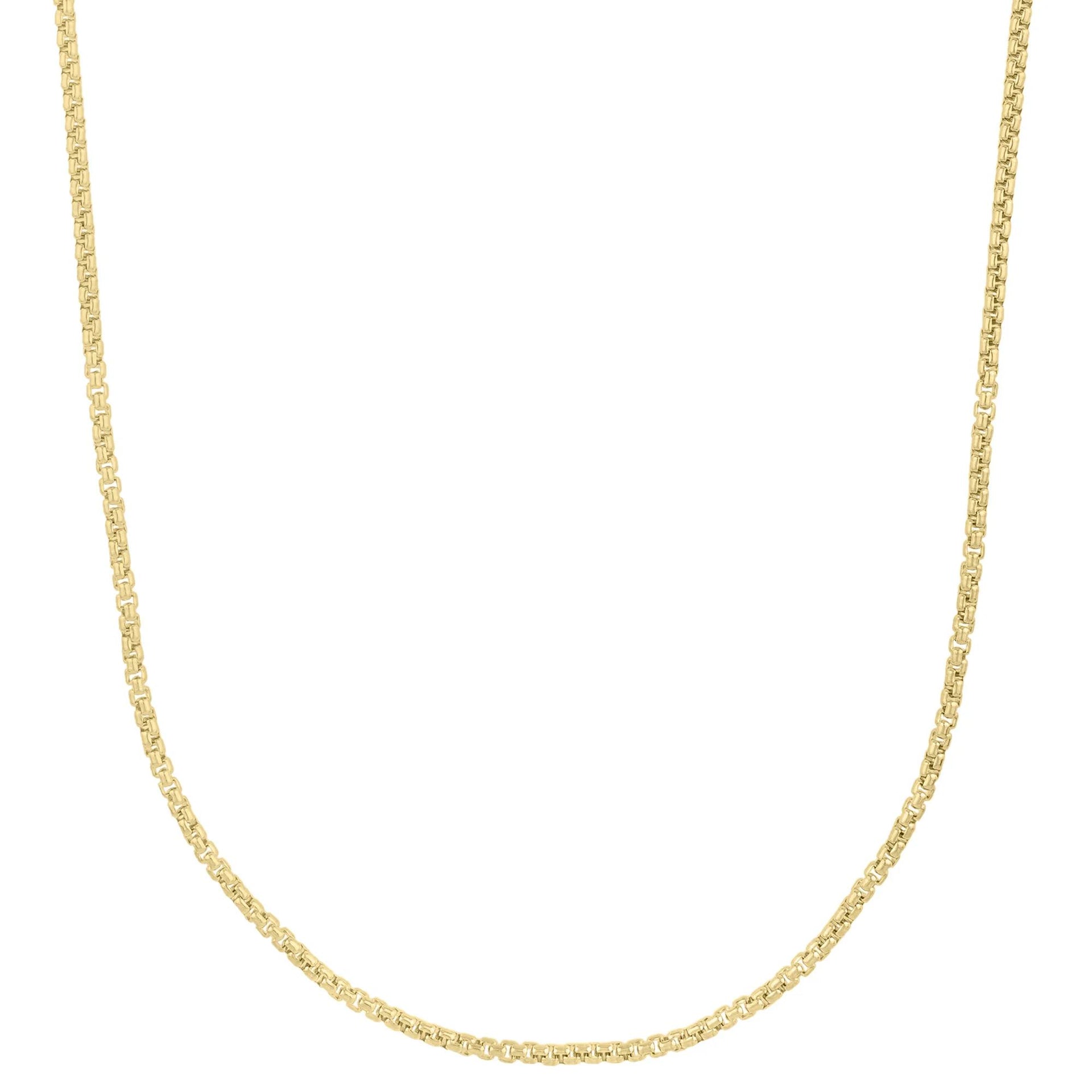 Solid Box Chain 14K Yellow Gold Necklace Size 24"