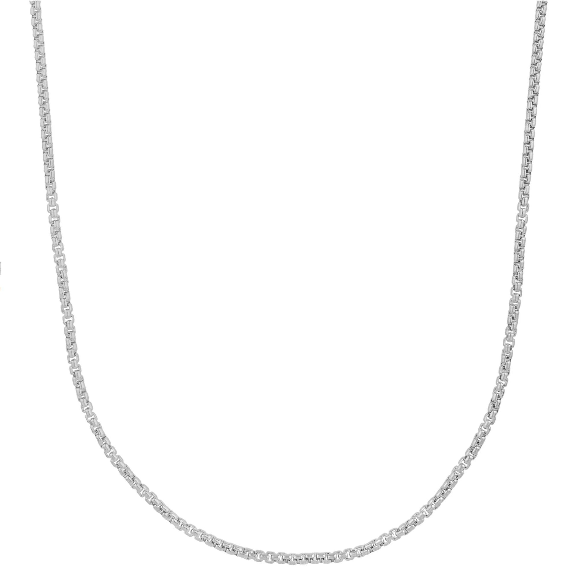 Solid Round Box Chain 14K White Gold Necklace Size 20"