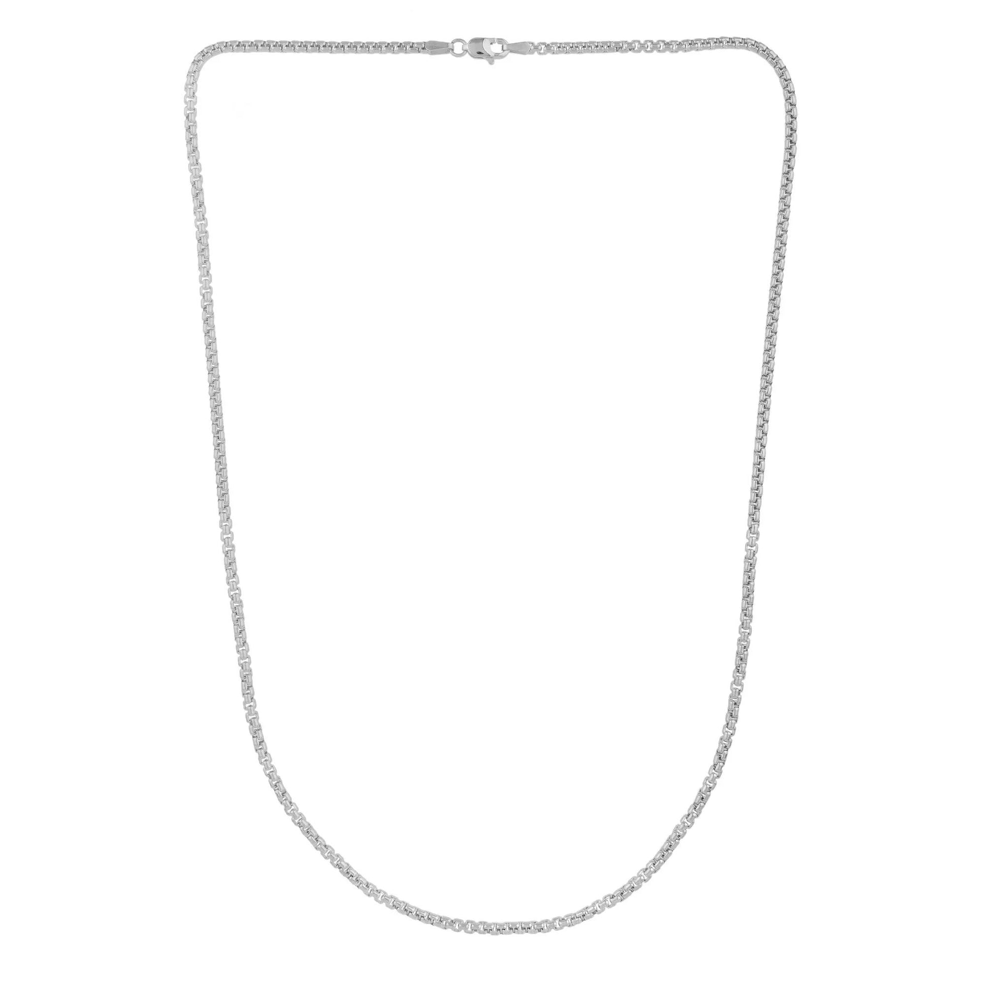 Solid Box Chain 14K White Gold Necklace Size 18"