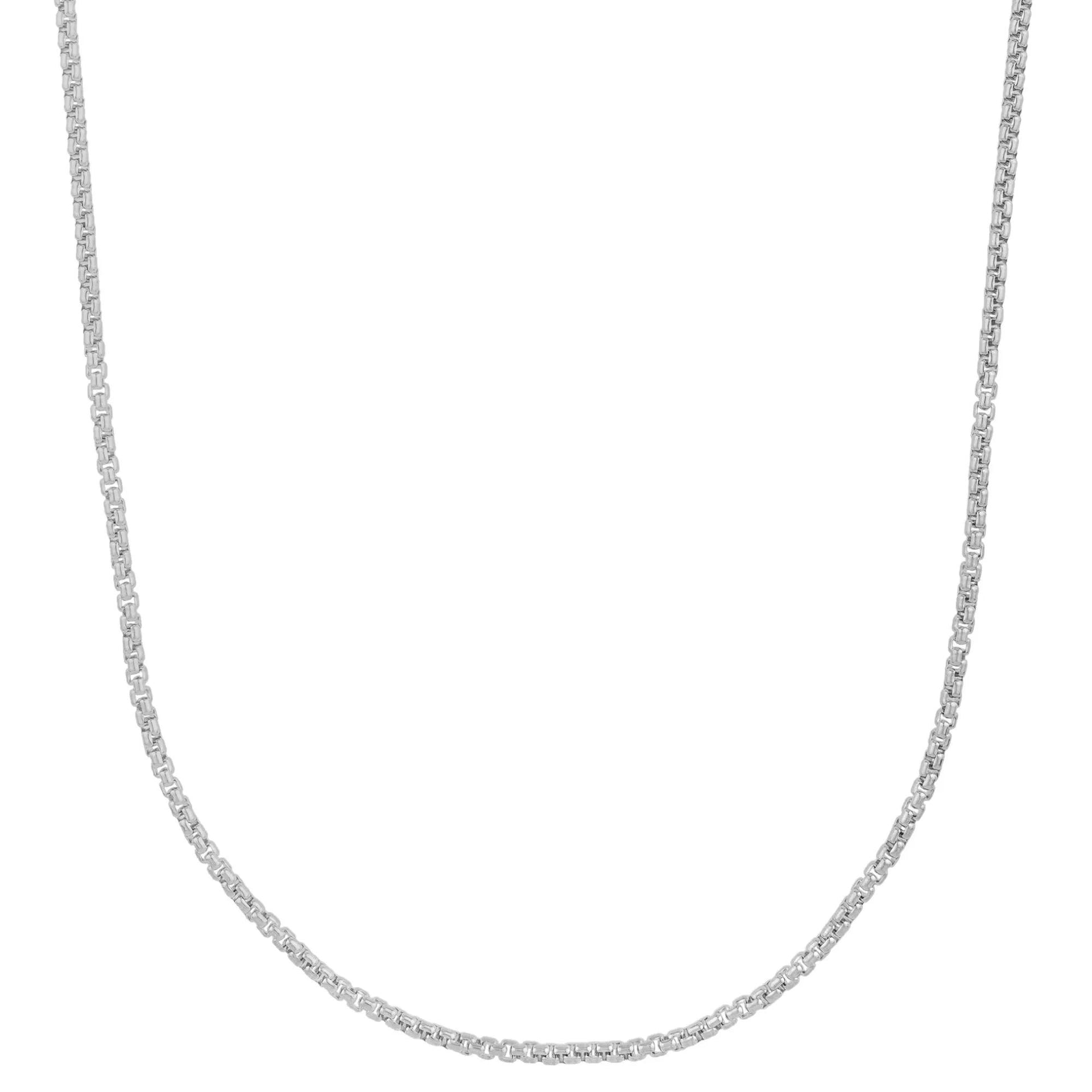 Solid Box Chain 14K White Gold Necklace Size 18"