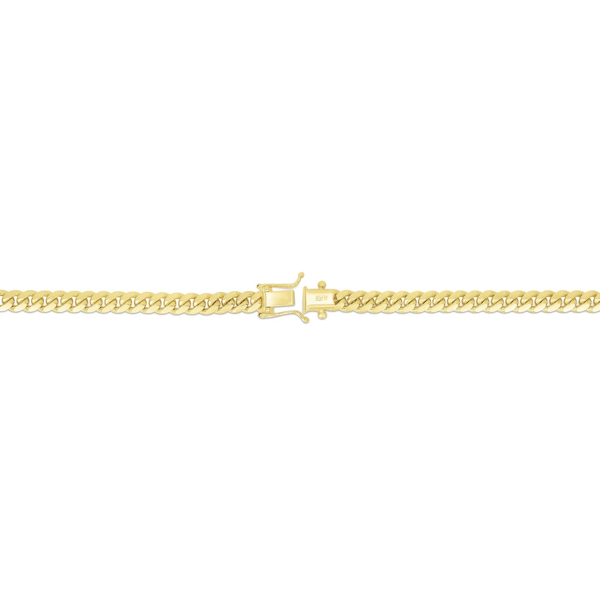 Solid Miami Curb Chain 14K Yellow Gold Necklace Size 24"