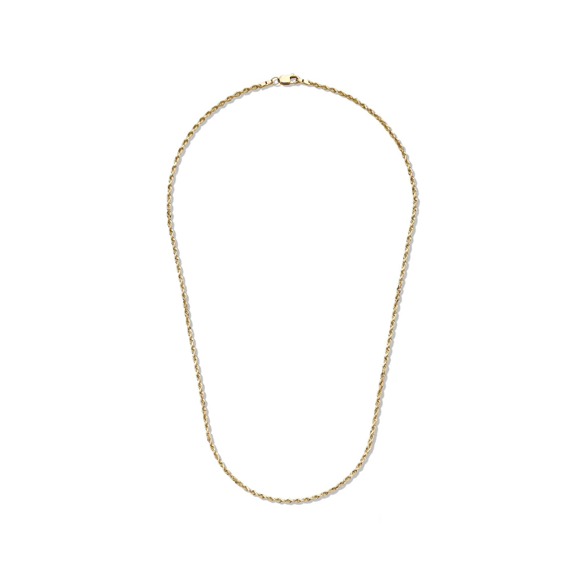 Solid Rope Chain 14K Yellow Gold Necklace Size 16"