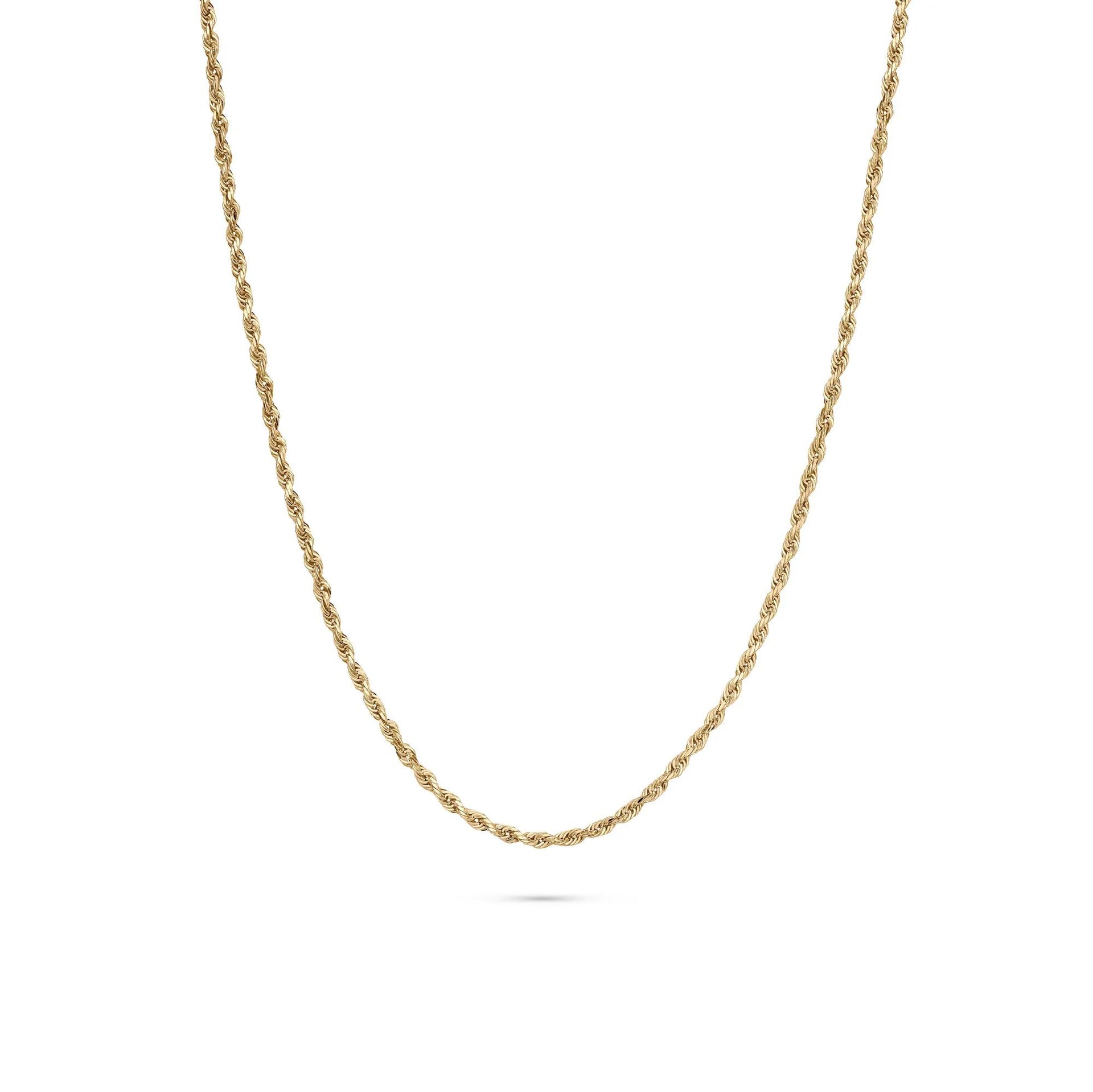 Solid Rope Chain 14K Yellow Gold Necklace Size 16"