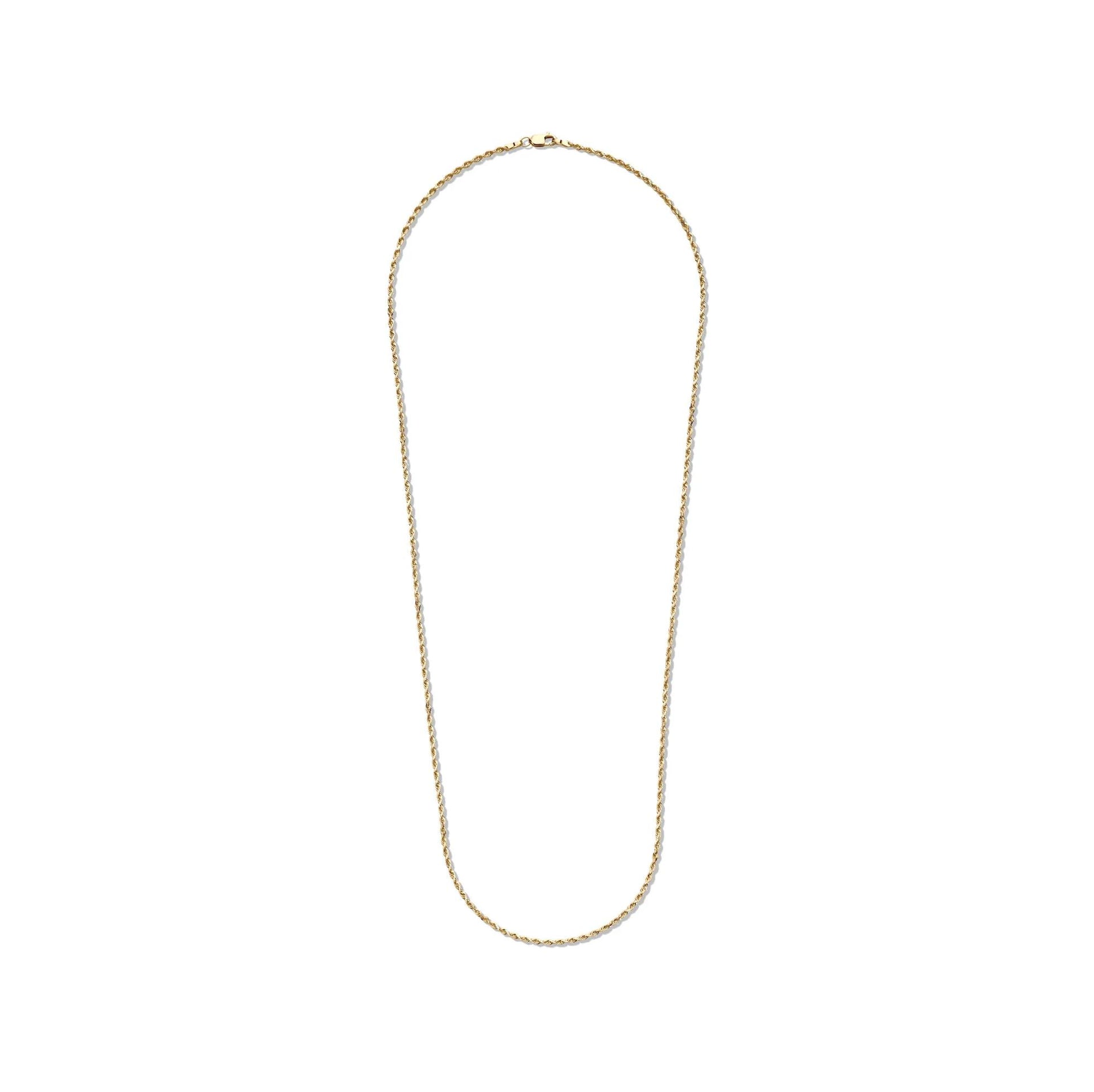Solid Rope Chain 14K Yellow Gold Necklace Size 22"