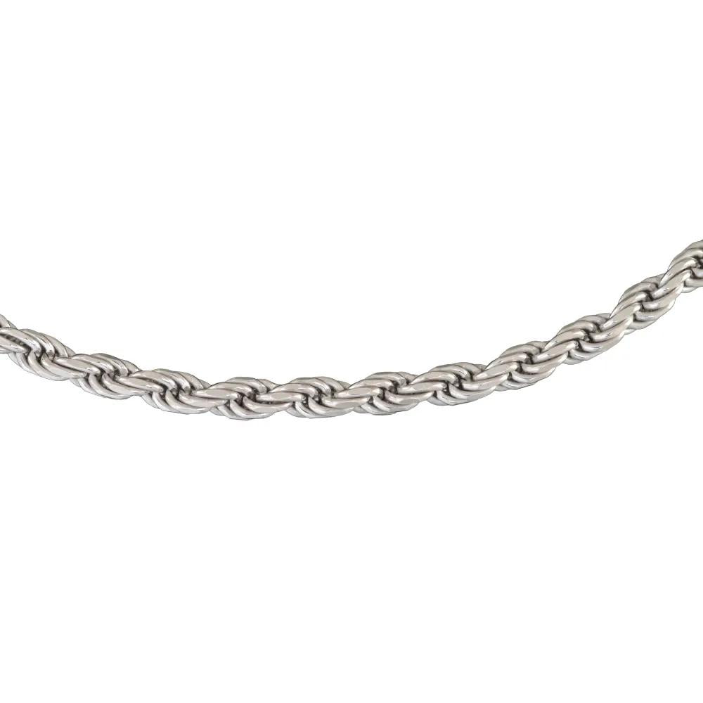 Solid Rope Chain Necklace .925 Sterling Silver Size 22"
