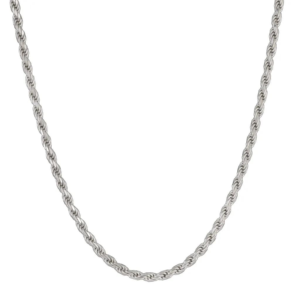Solid Rope Chain Necklace .925 Sterling Silver Size 22"